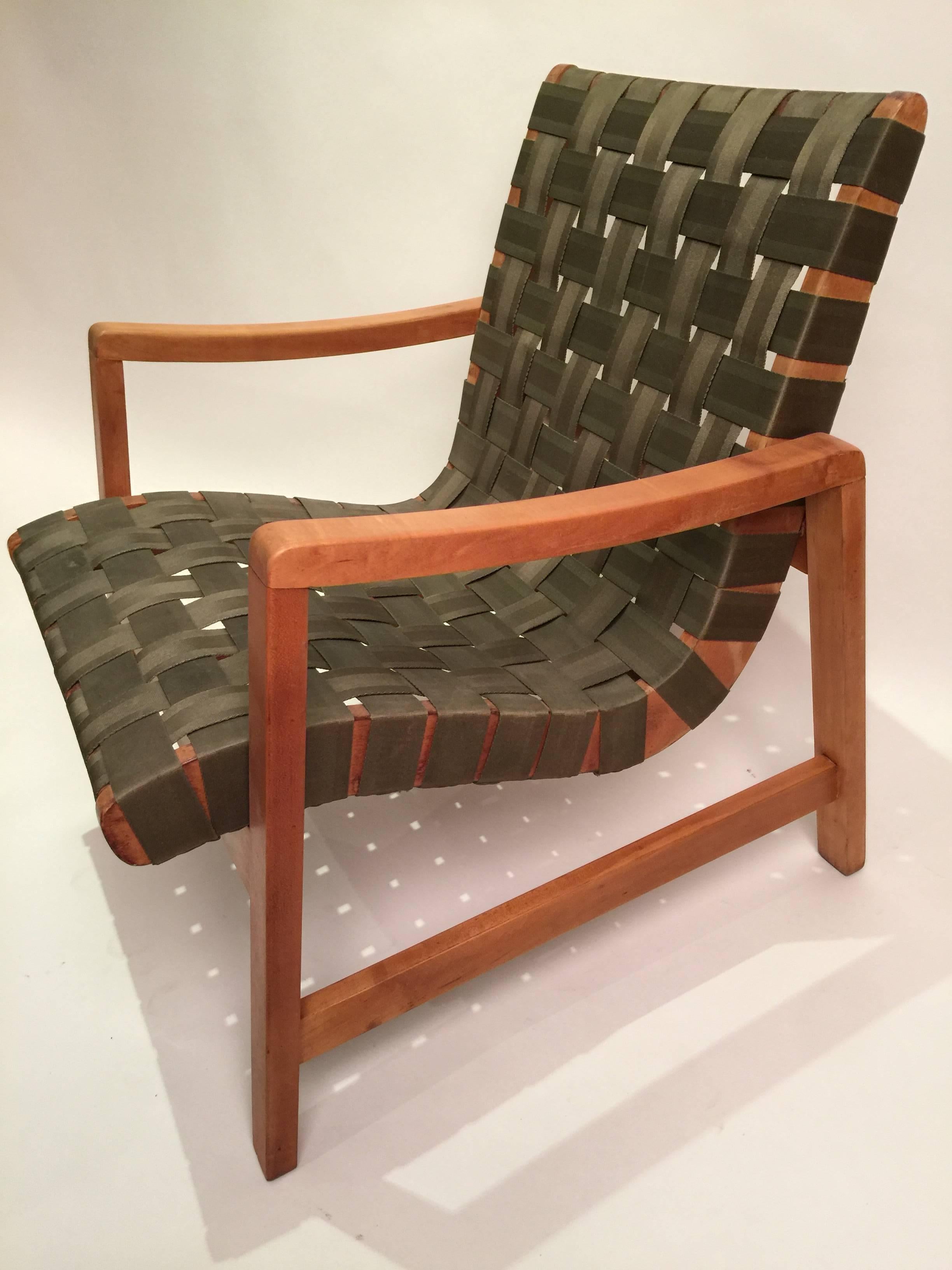 Early Jens Risom for Knoll Strap Armchair In Good Condition In Brooklyn, NY