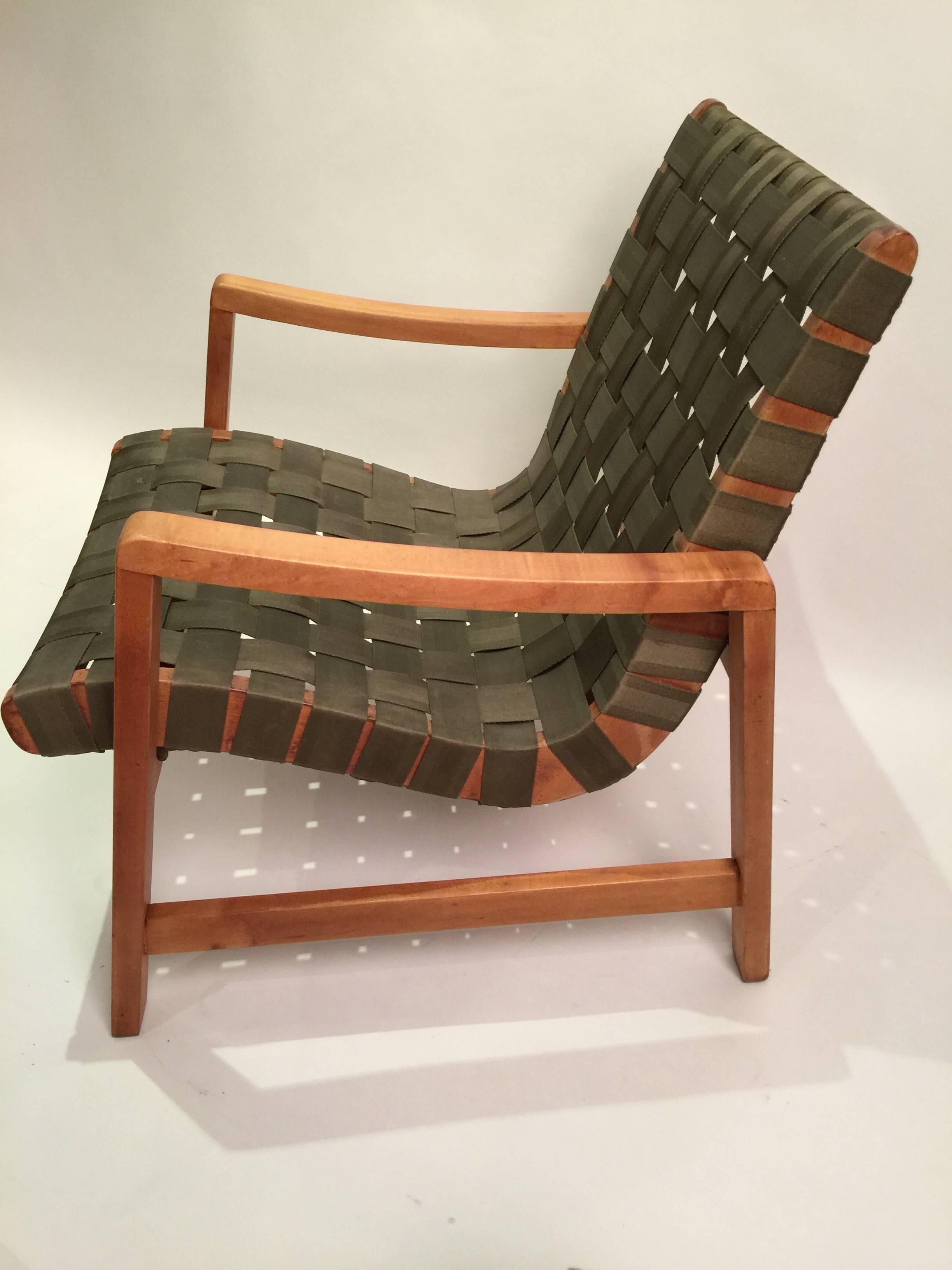 20th Century Early Jens Risom for Knoll Strap Armchair