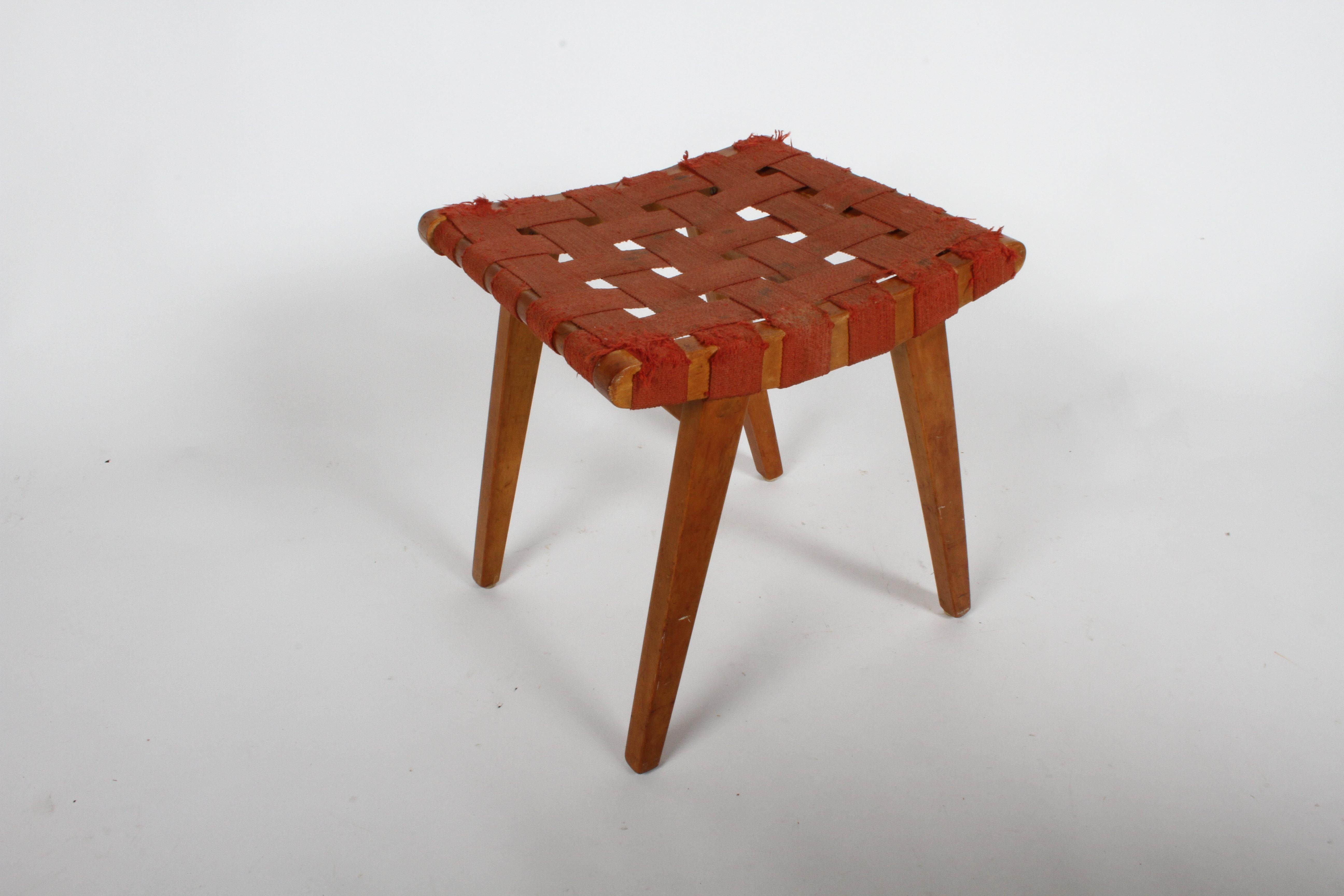 Mid-Century Modern Early Jens Risom for Knoll Strap Stool For Sale