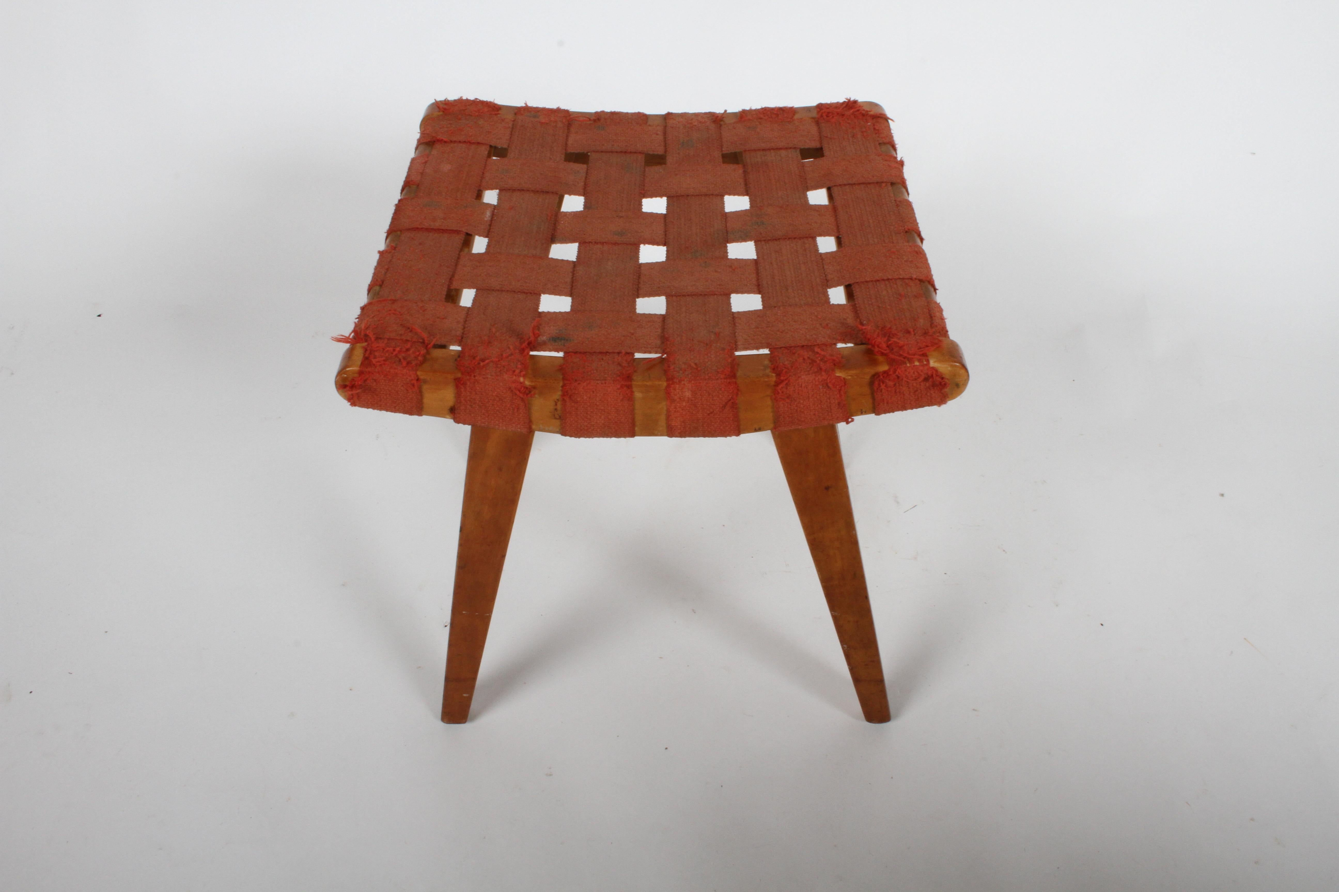 Maple Early Jens Risom for Knoll Strap Stool For Sale