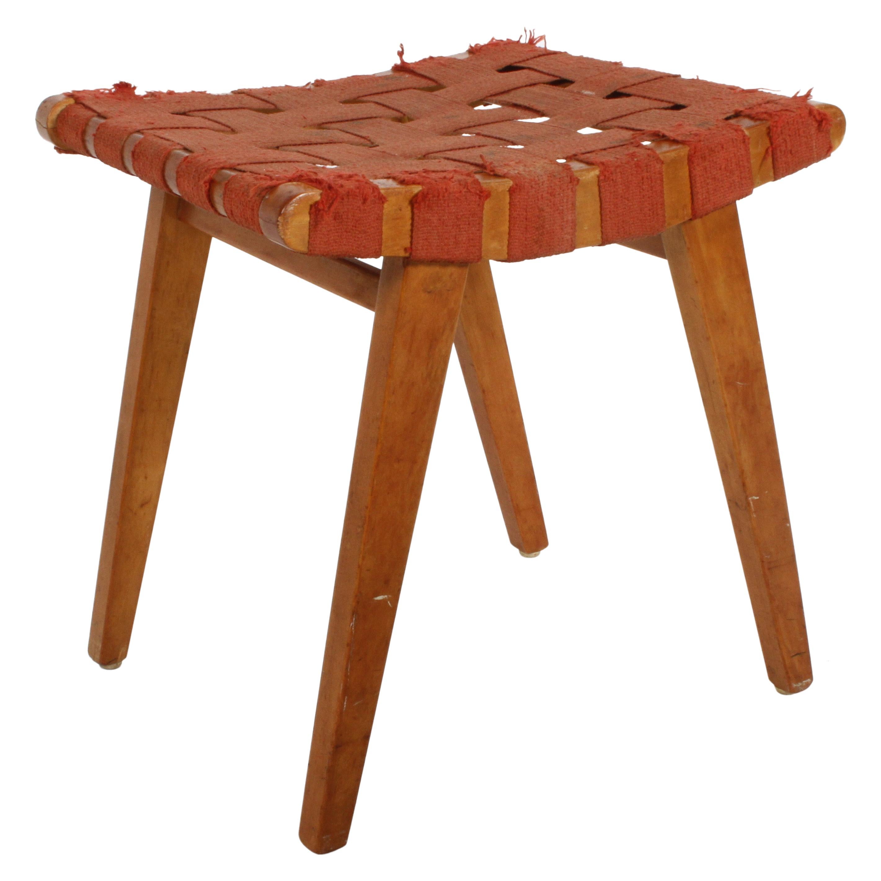 Early Jens Risom for Knoll Strap Stool For Sale