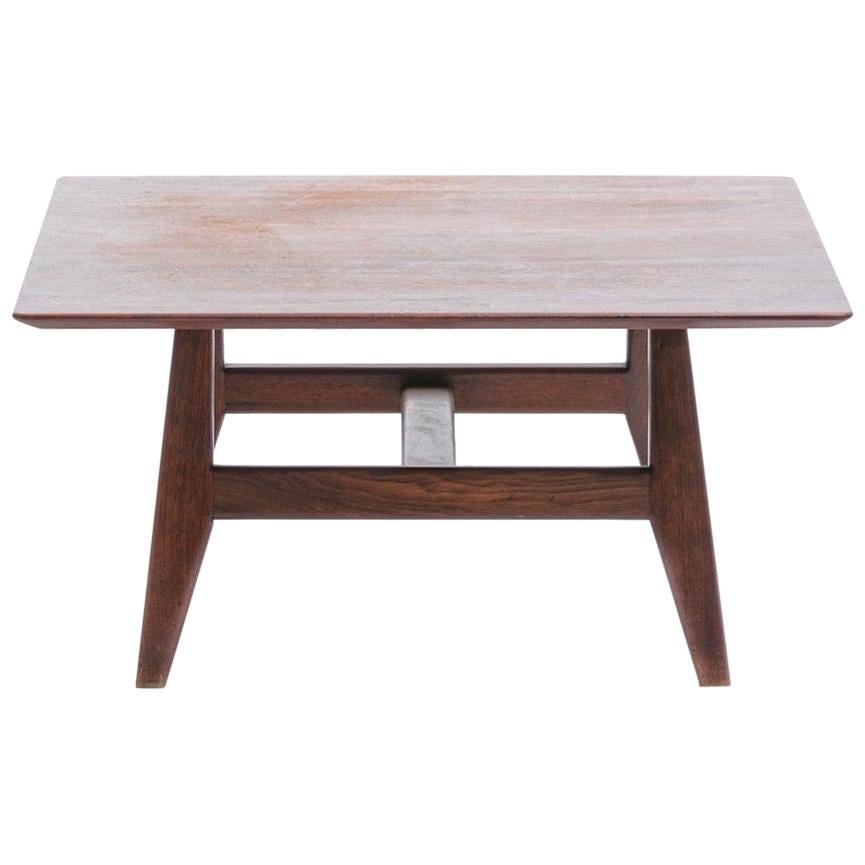 Early Jens Risom Low Profile Walnut Coffee Table, circa 1948 For Sale