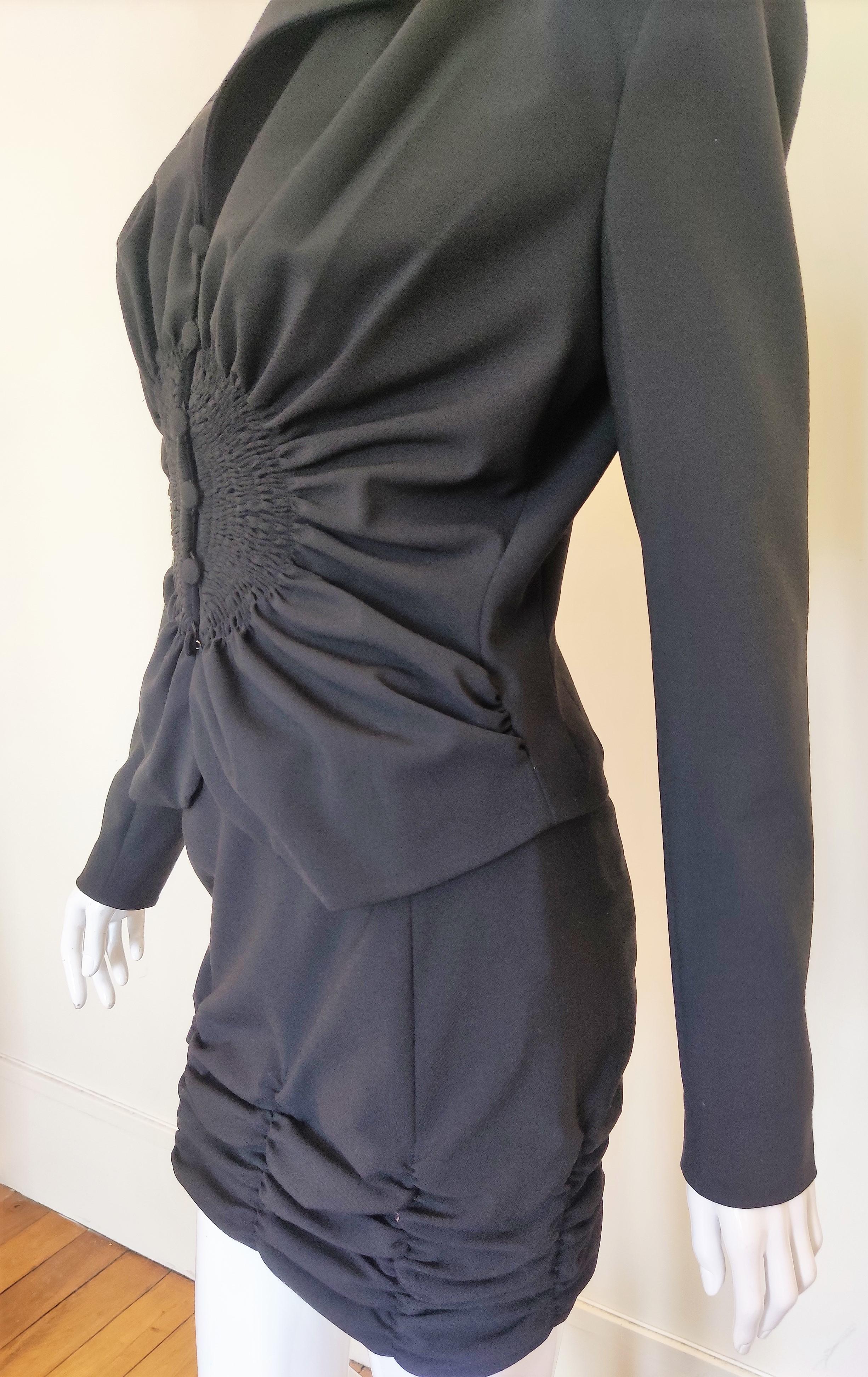 Early John Galliano Ruched Vintage 90s Runway Jacket Skirt Ensemble Dress Suit 6