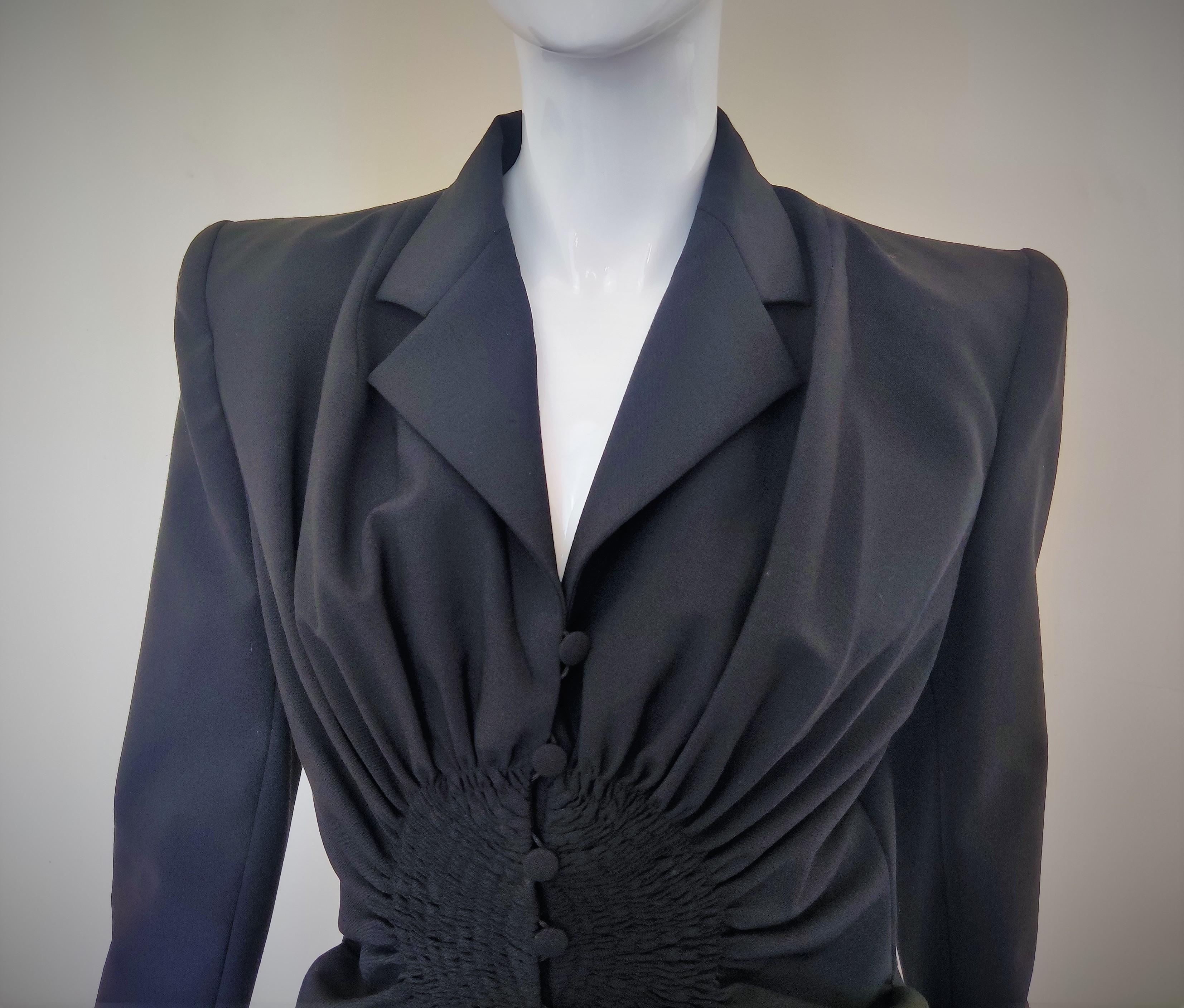 Early John Galliano Ruched Vintage 90s Runway Jacket Skirt Ensemble Dress Suit 7