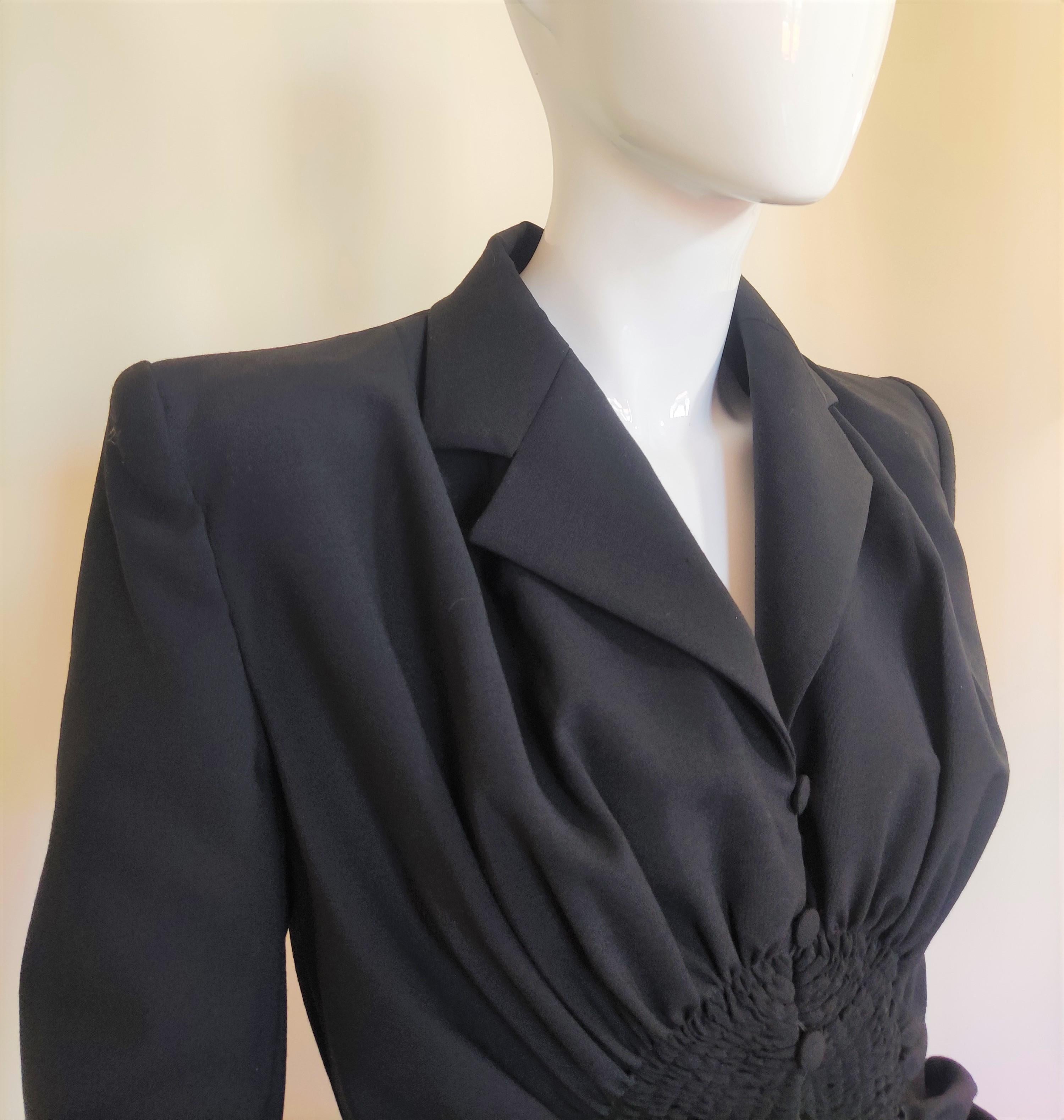 Early John Galliano Ruched Vintage 90s Runway Jacket Skirt Ensemble Dress Suit 12