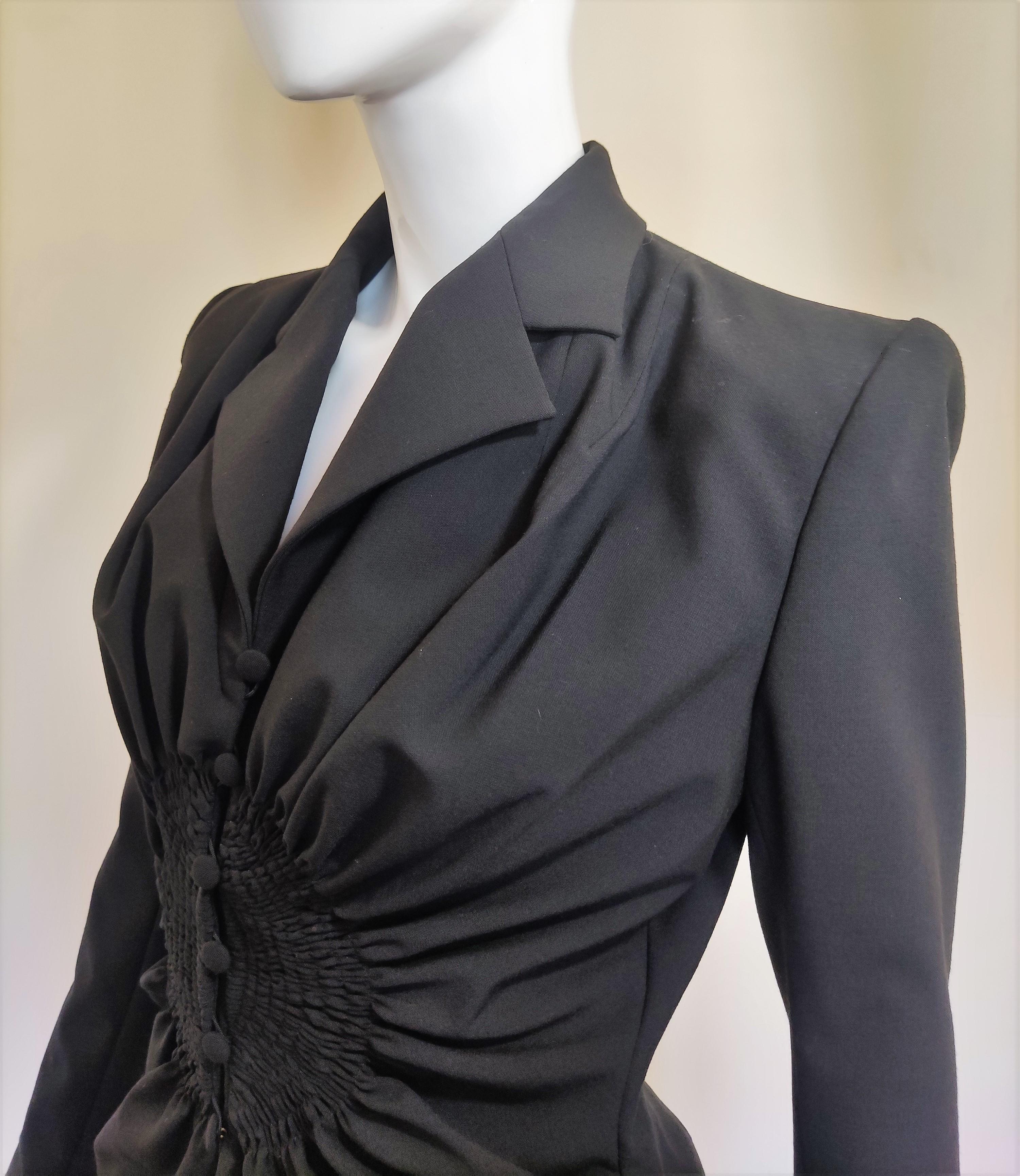 Early John Galliano Ruched Vintage 90s Runway Jacket Skirt Ensemble Dress Suit 13