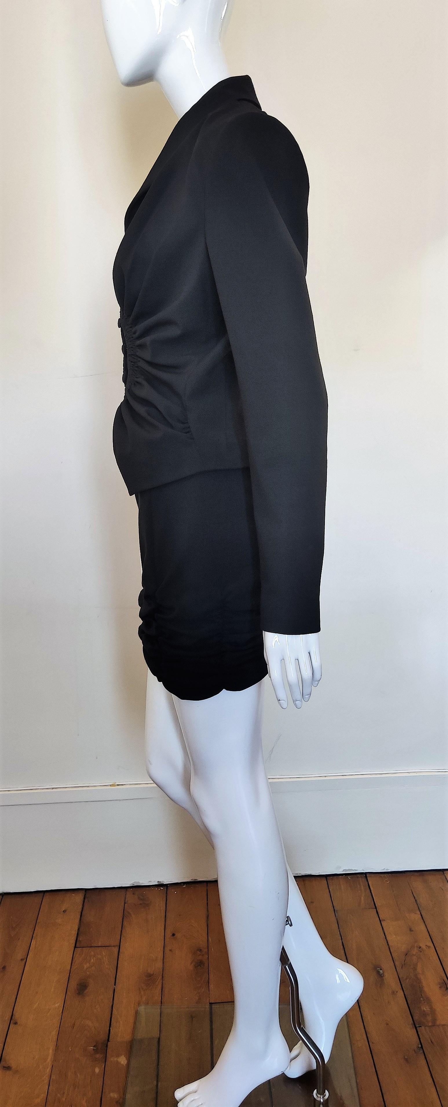 Early John Galliano Ruched Vintage 90s Runway Jacket Skirt Ensemble Dress Suit 3