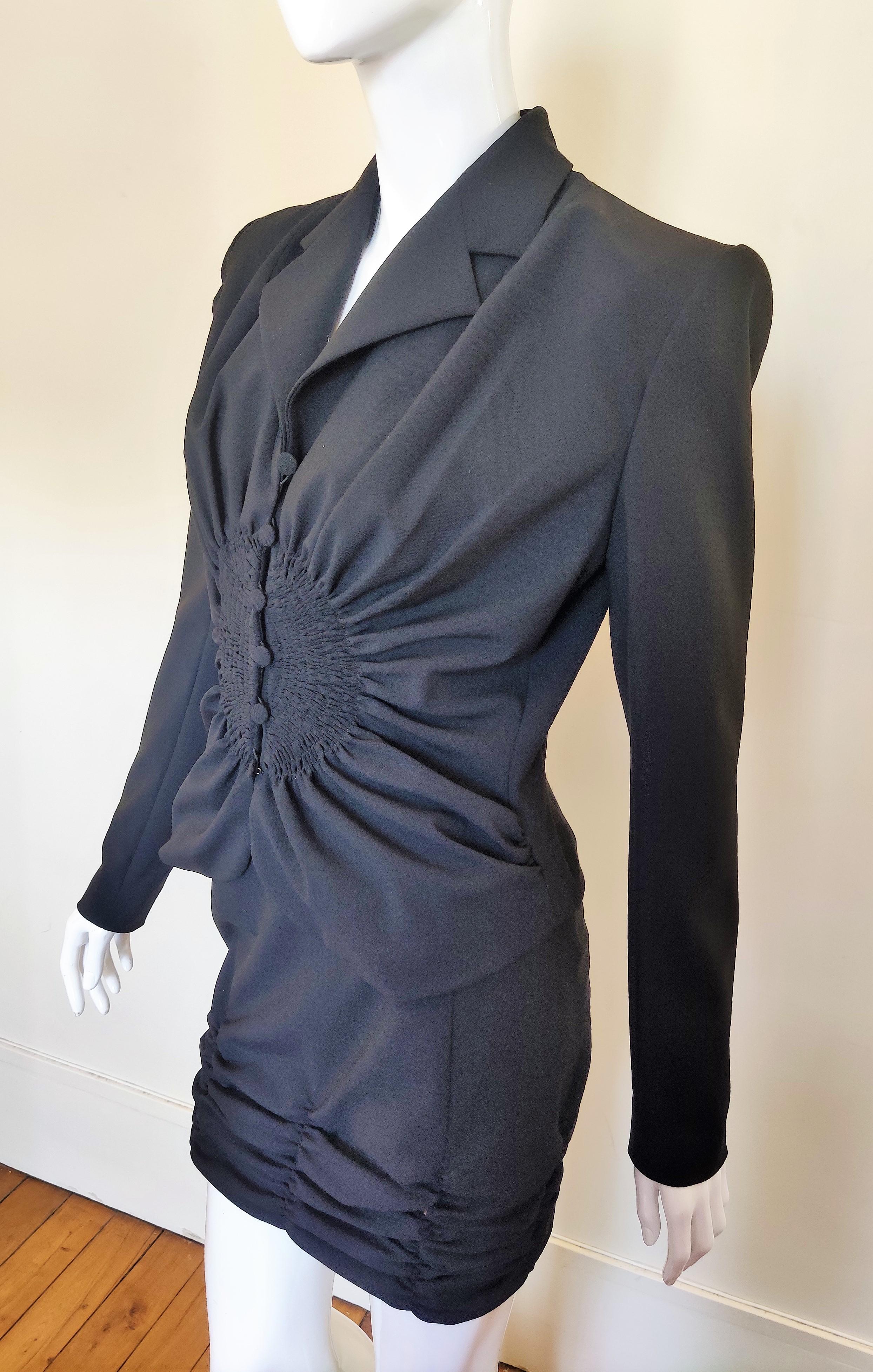Early John Galliano Ruched Vintage 90s Runway Jacket Skirt Ensemble Dress Suit 4