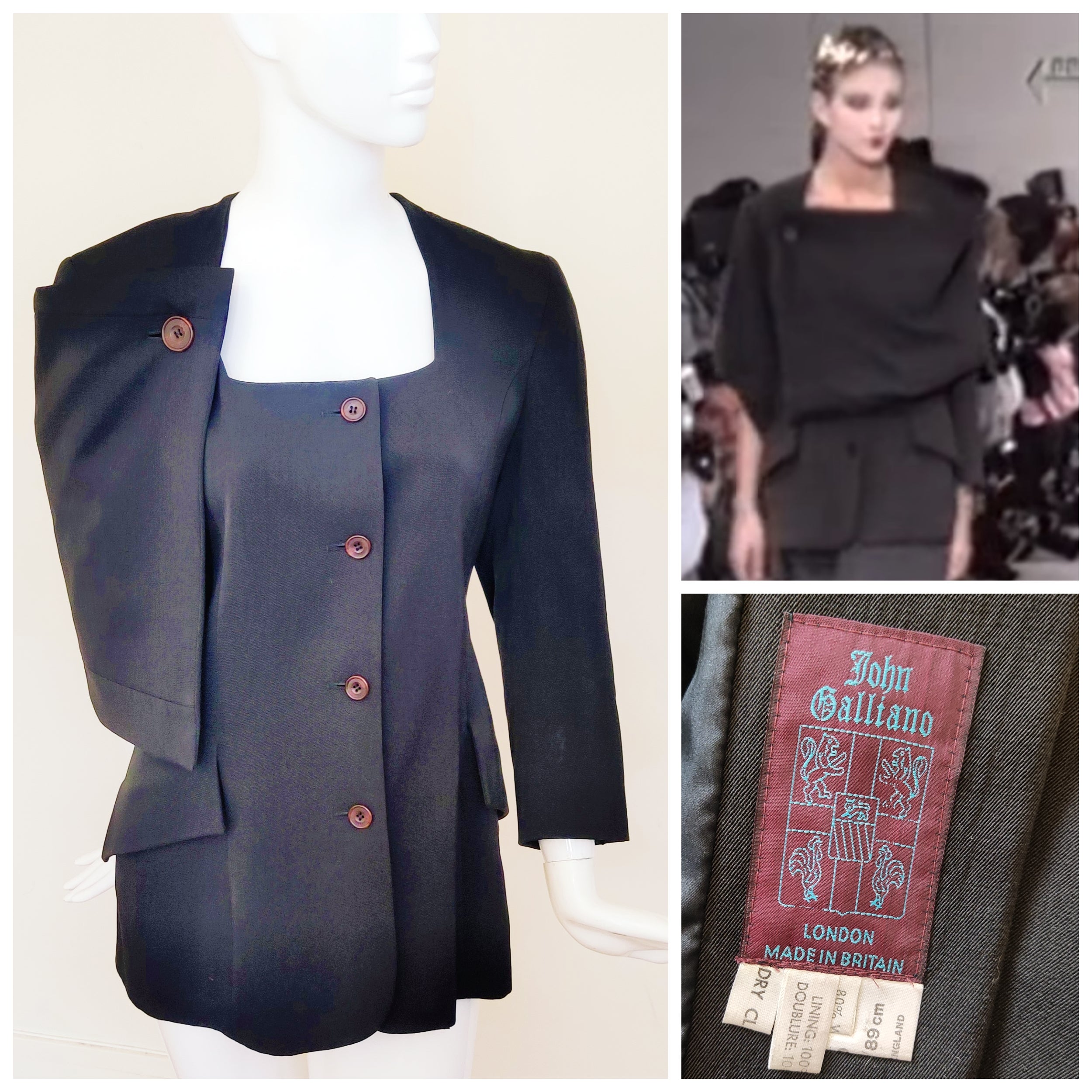 Early John Galliano Runway S/S 1988 Cape Collar Britain London Blazer Jacket For Sale