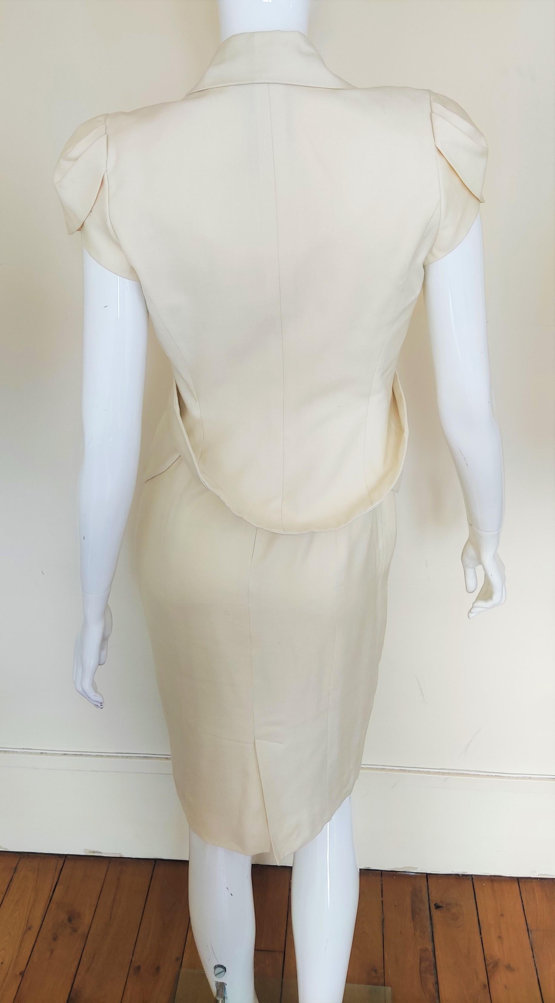 Early John Galliano S/S 1999 Runway Vintage Ivory Ensemble Dress Costume Suit For Sale 9