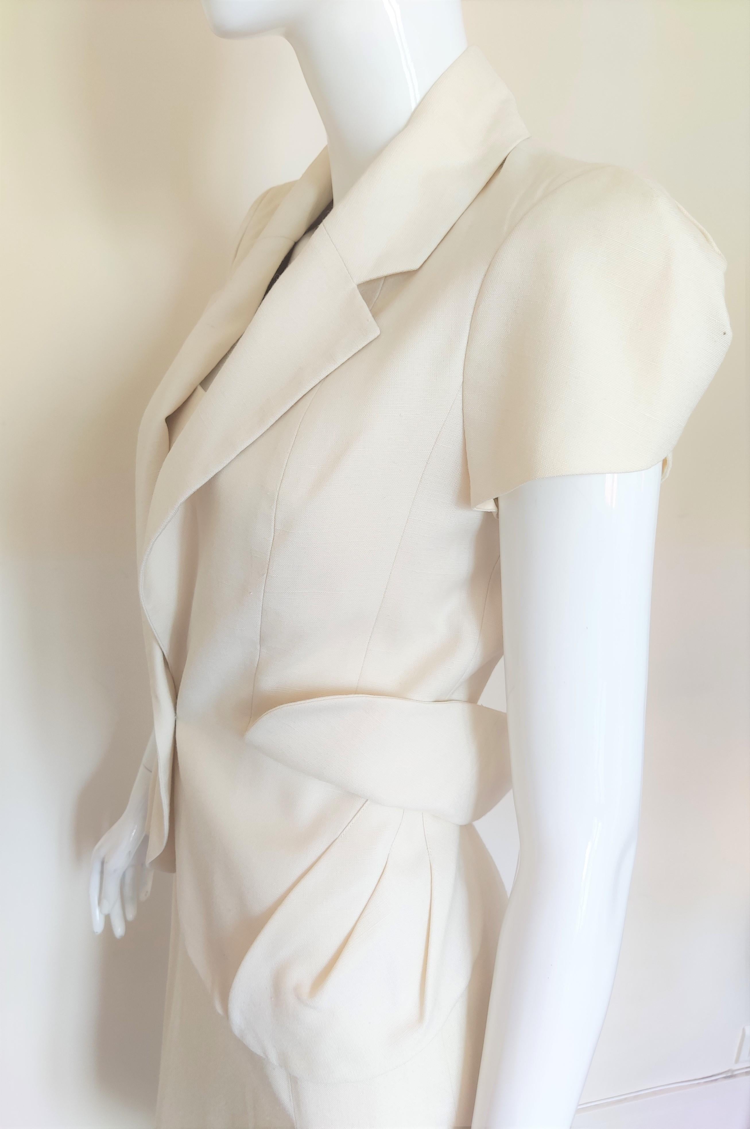 Early John Galliano S/S 1999 Runway Vintage Ivory Ensemble Dress Costume Suit For Sale 4