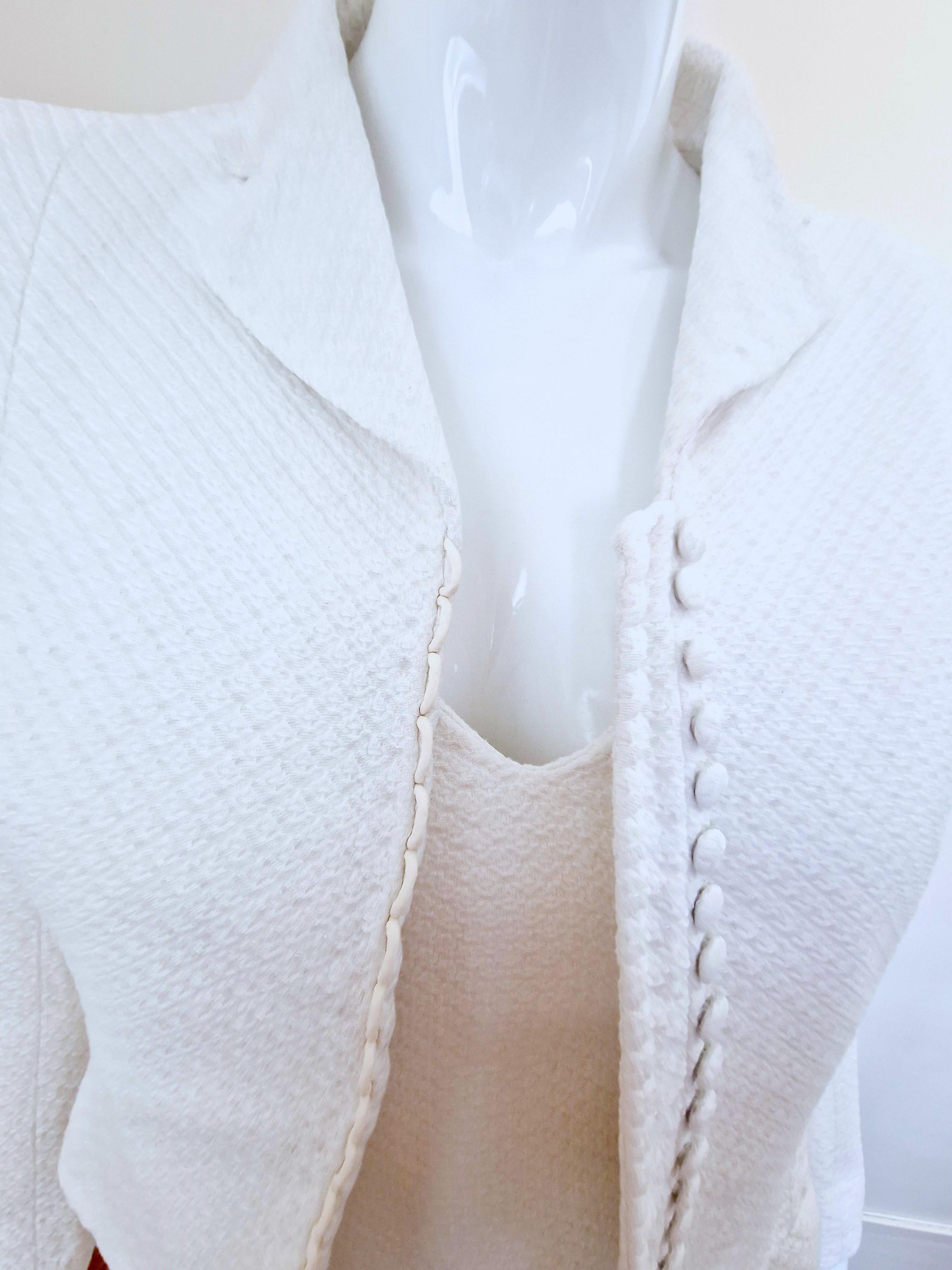 Early John Galliano Vintage White Blazer Evening Jacket Ensemble Dress Set Suit For Sale 7