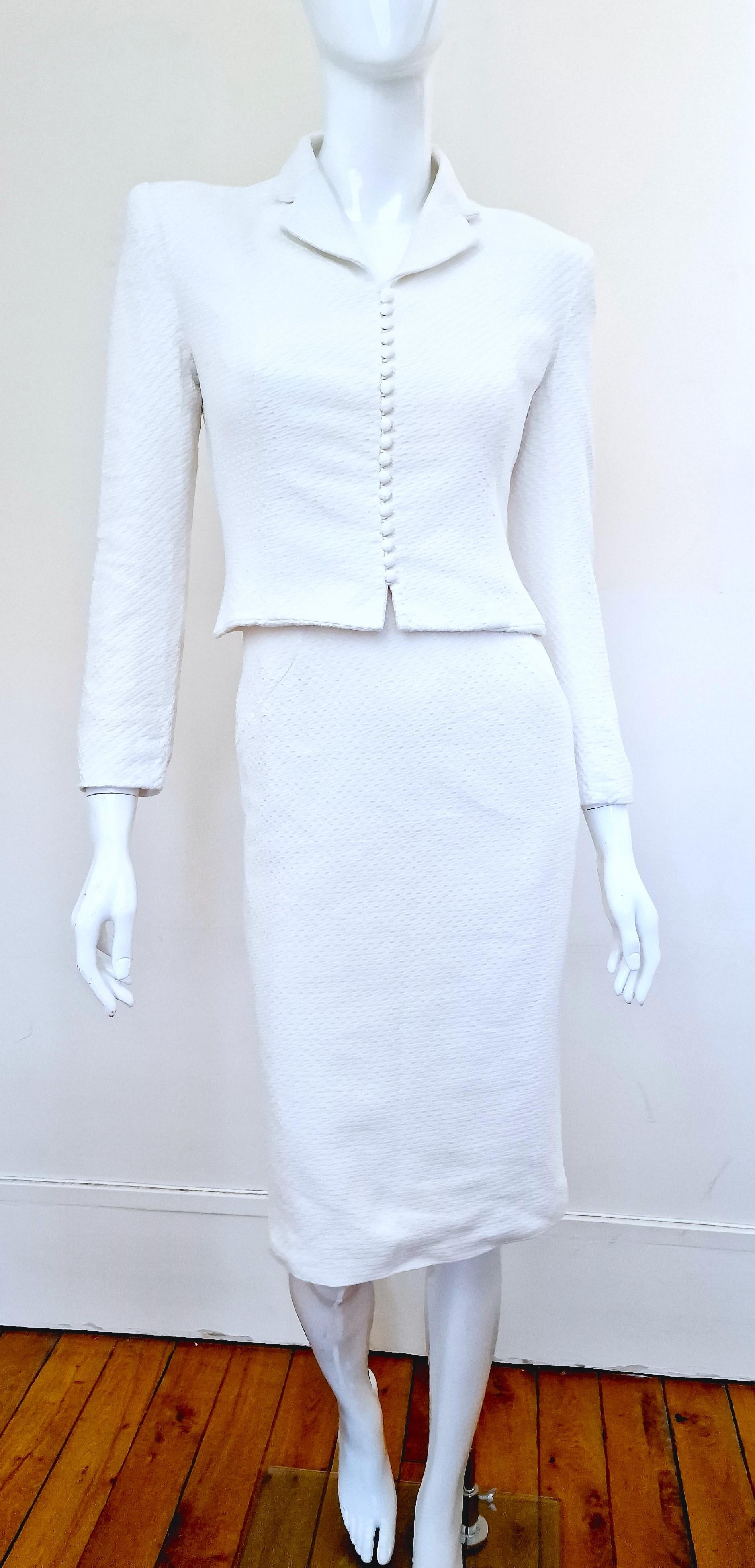 Early John Galliano Vintage White Blazer Evening Jacket Ensemble Dress Set Suit For Sale 8