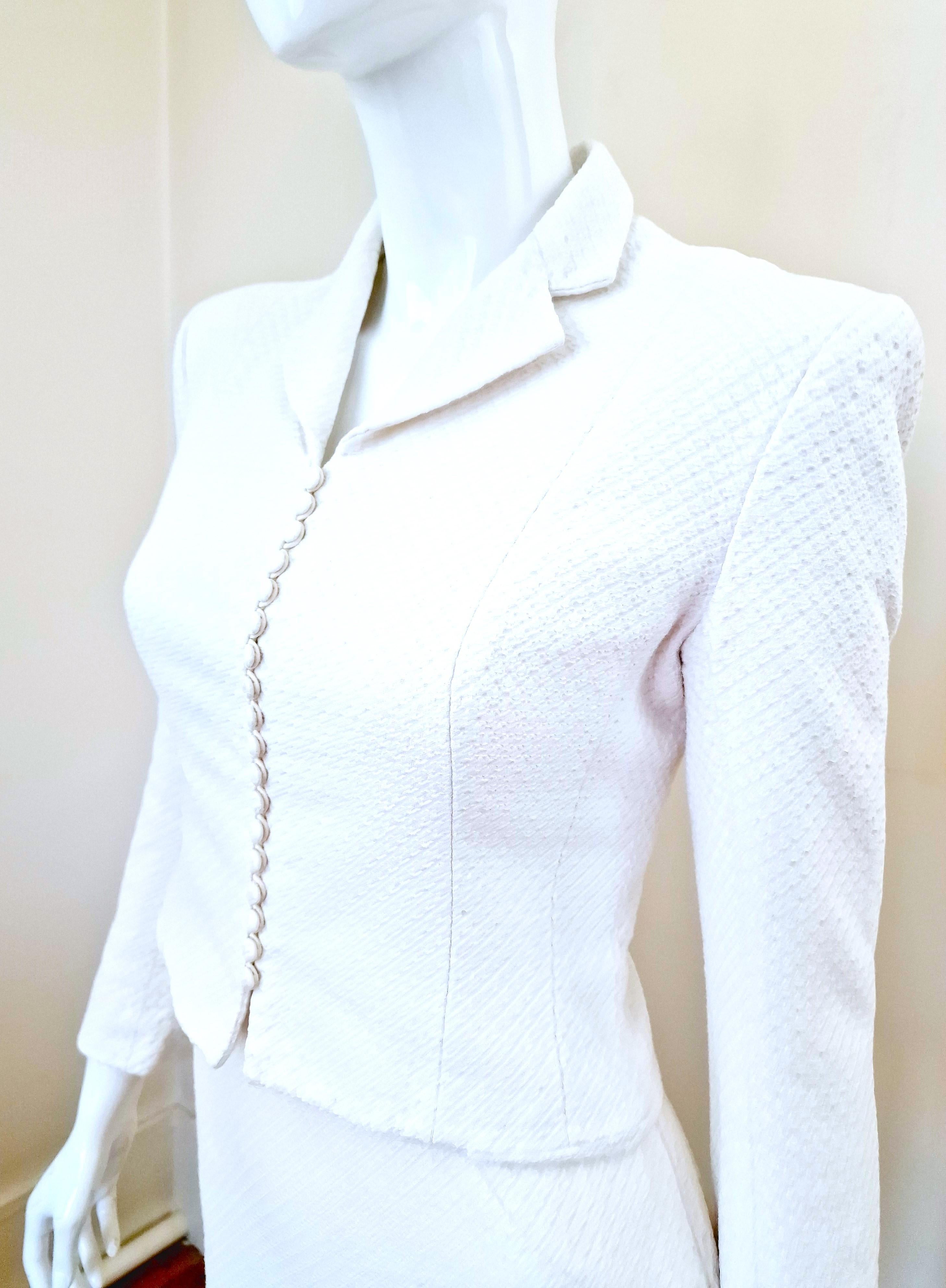 Early John Galliano Vintage White Blazer Evening Jacket Ensemble Dress Set Suit For Sale 9