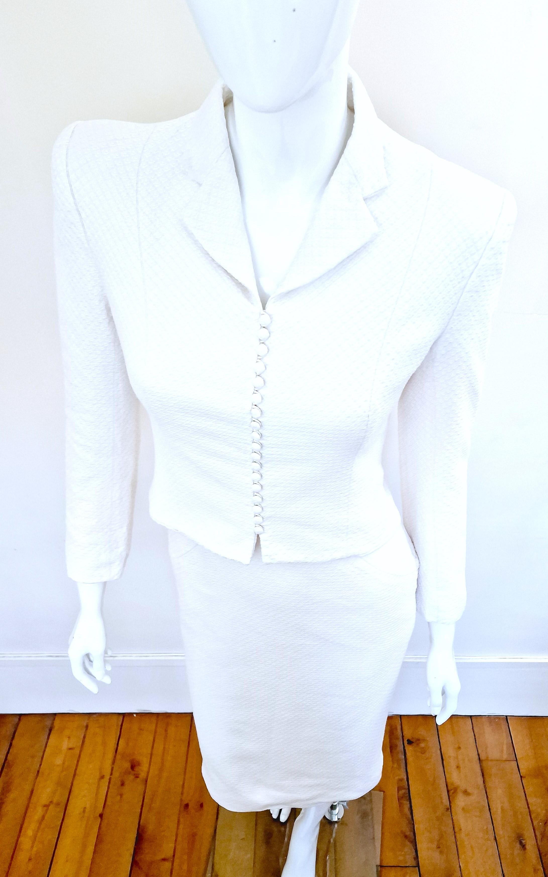 Early John Galliano Vintage White Blazer Evening Jacket Ensemble Dress Set Suit For Sale 12