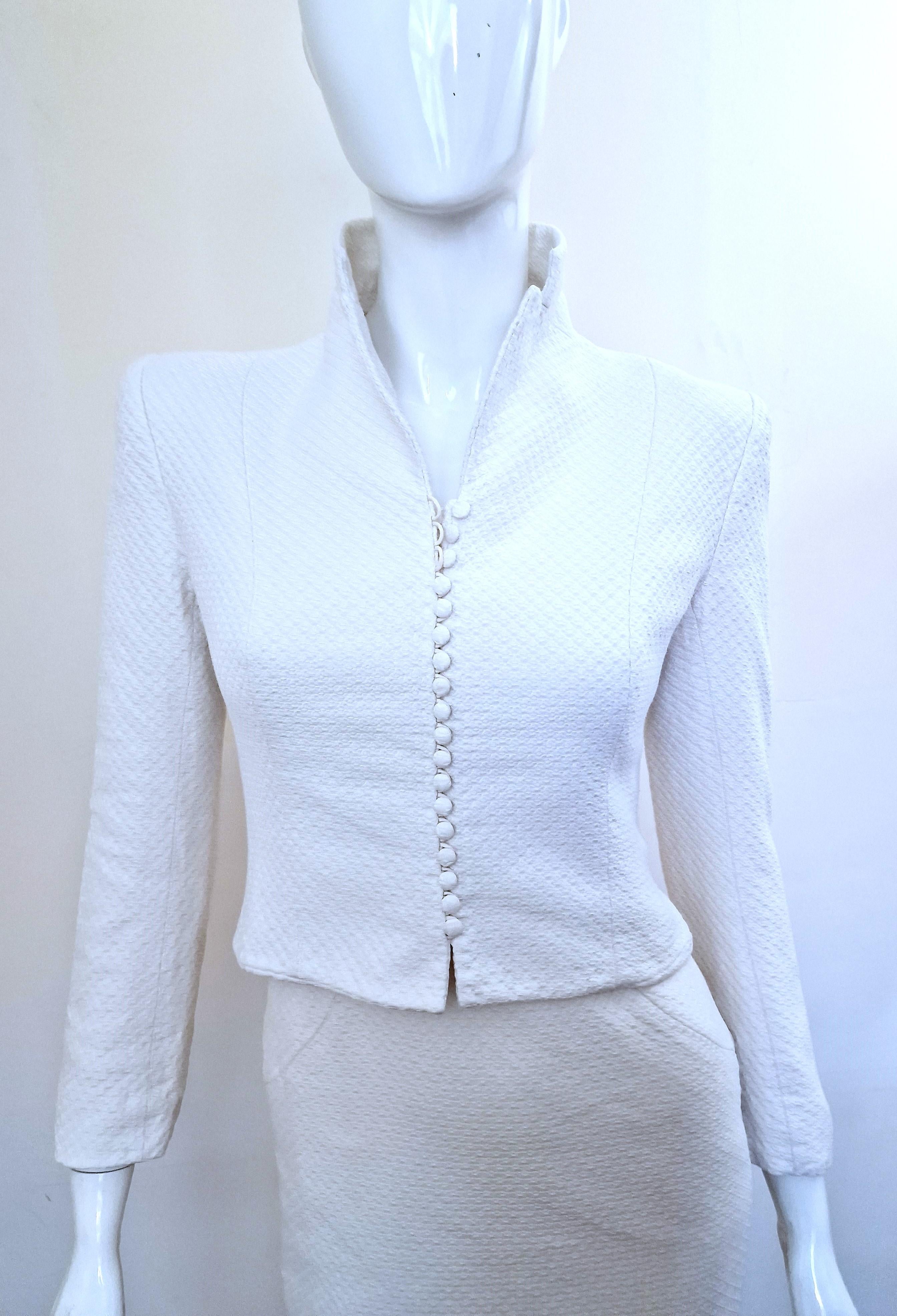 Early John Galliano Vintage White Blazer Evening Jacket Ensemble Dress Set Suit For Sale 13