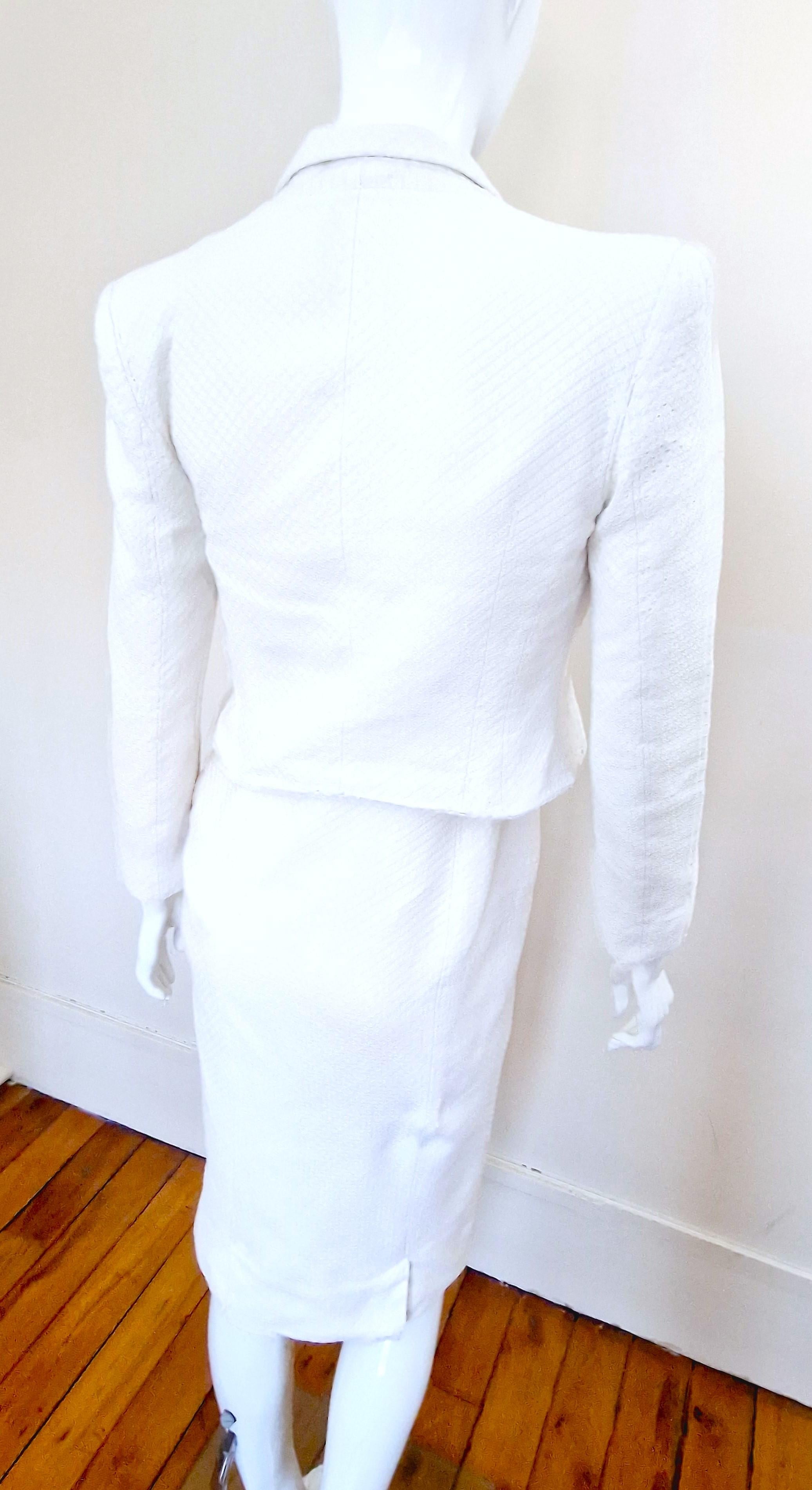 Early John Galliano Vintage White Blazer Evening Jacket Ensemble Dress Set Suit For Sale 4
