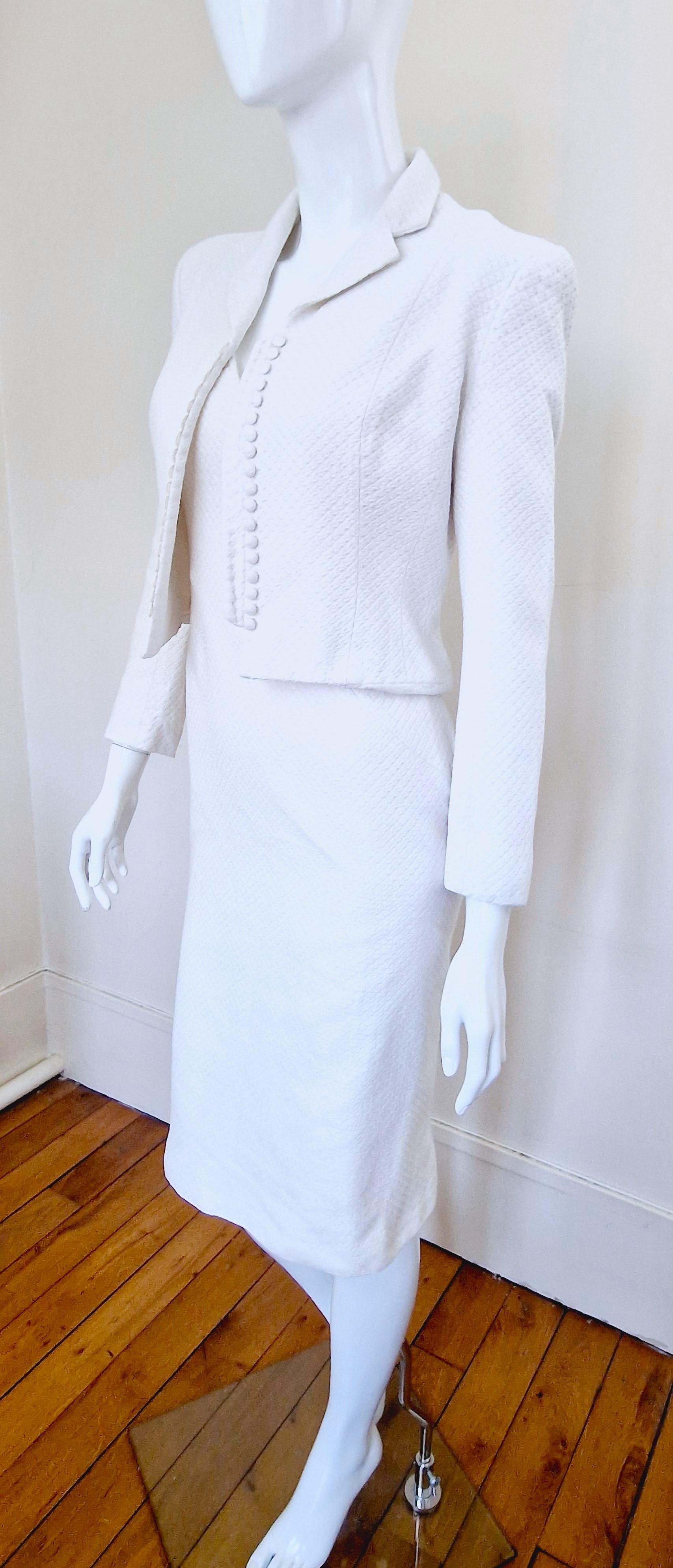 Early John Galliano Vintage White Blazer Evening Jacket Ensemble Dress Set Suit For Sale 5