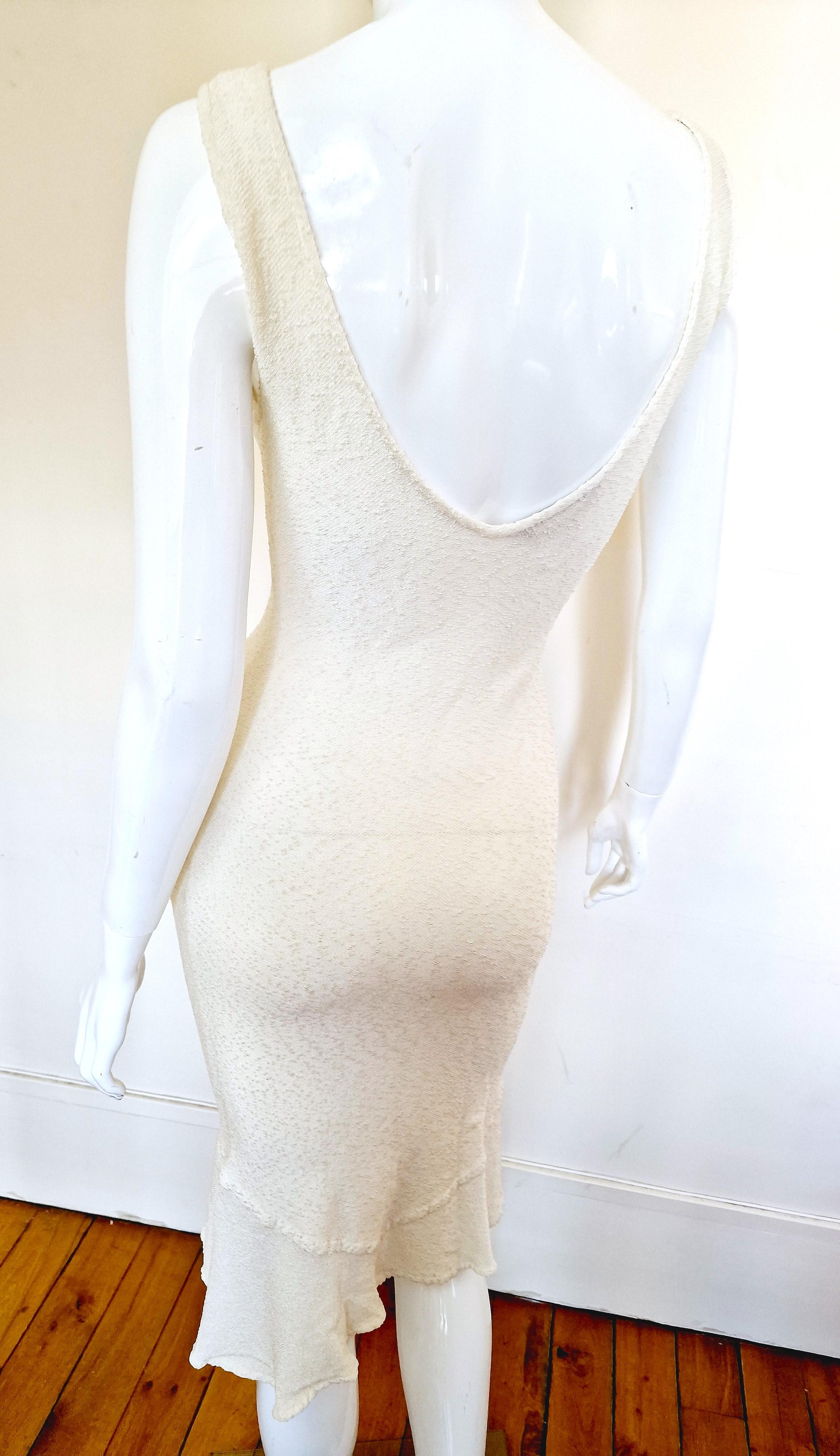 Early John Galliano Viscose Beach Wedding Knit Sheer Sheath Vintage White Dress For Sale 6
