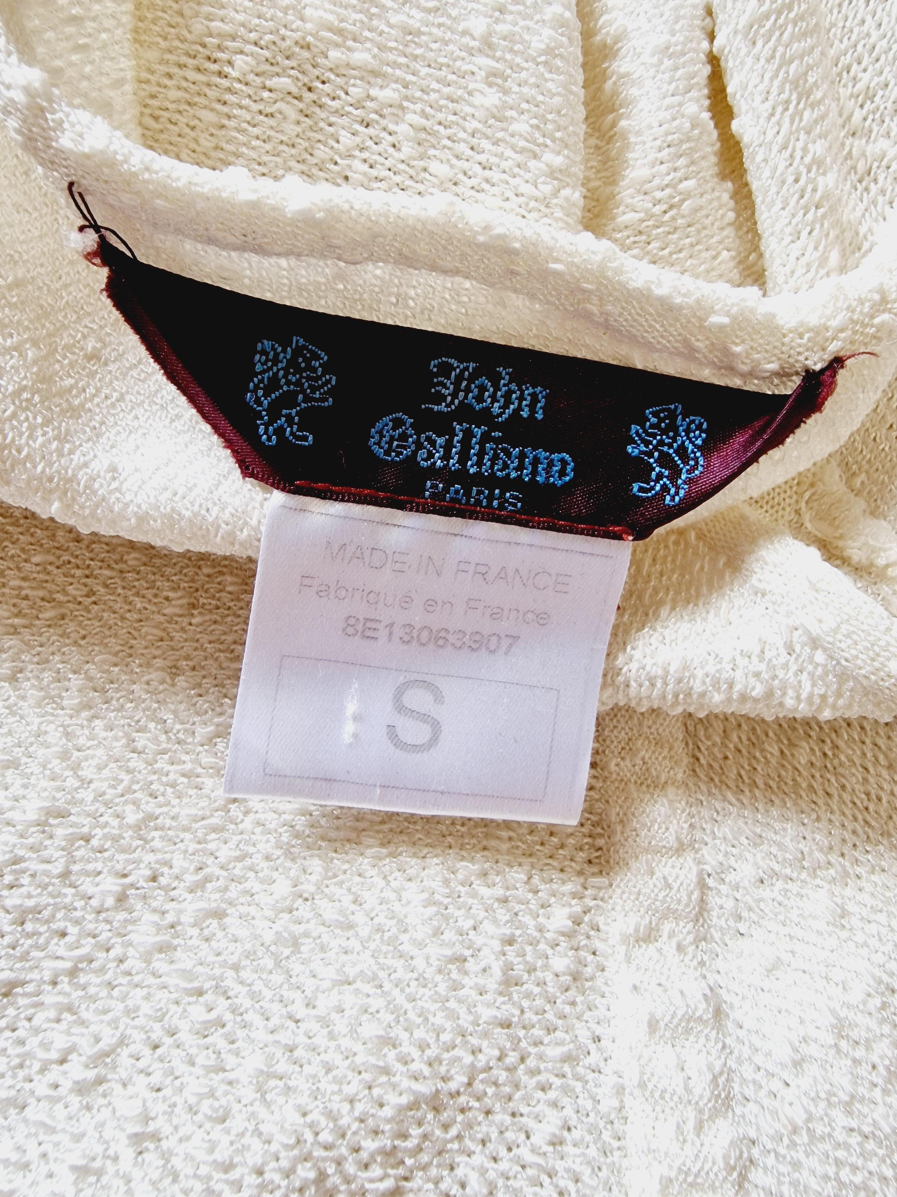 John Galliano Robe blanche vintage de mariée de plage en viscose transparente 9