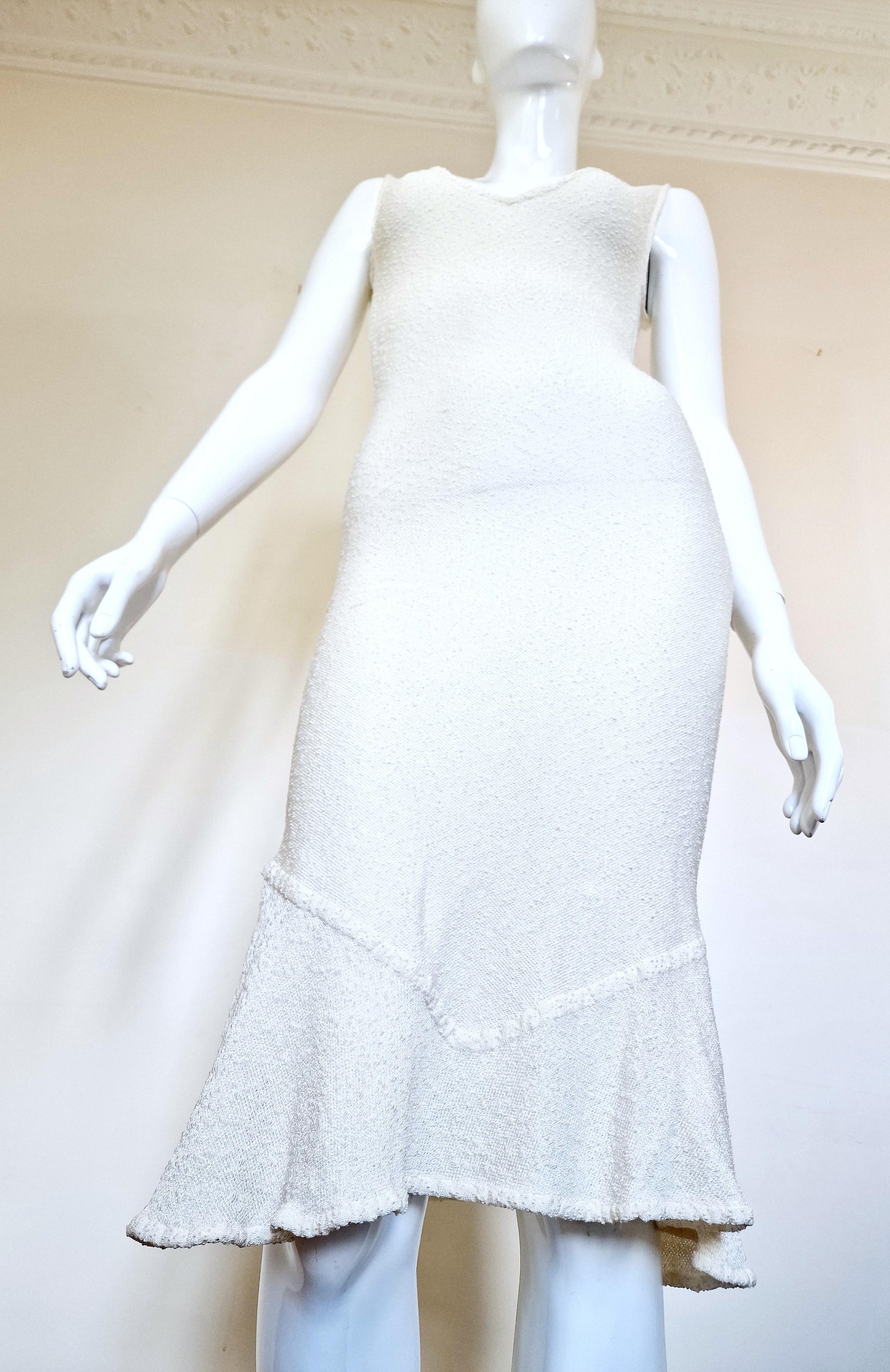 Early John Galliano Viscose Beach Wedding Knit Sheer Sheath Vintage White Dress 1