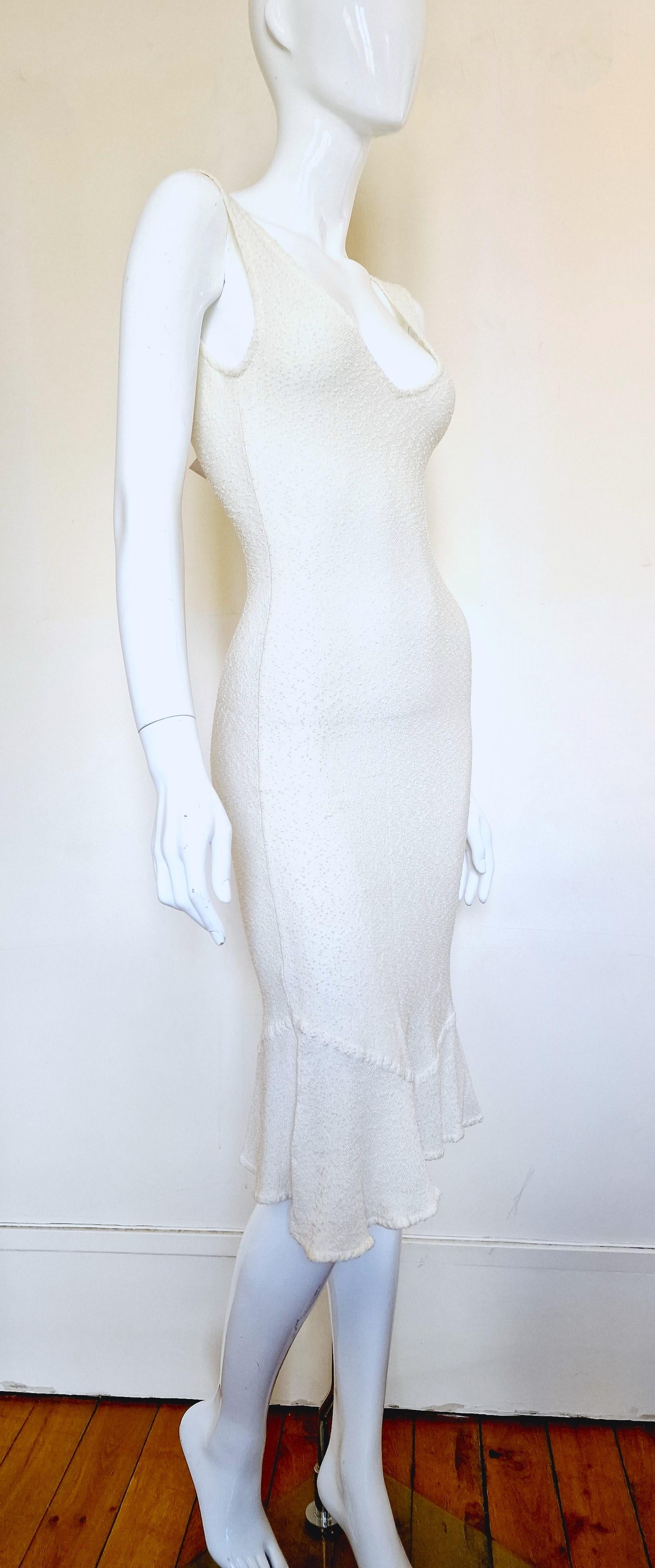 Early John Galliano Viscose Beach Wedding Knit Sheer Sheath Vintage White Dress For Sale 4