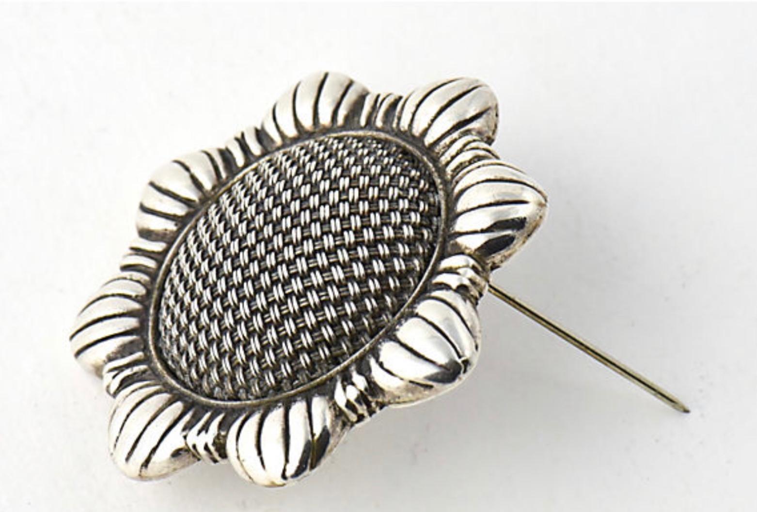 Striking three dimensional John Hardy Sunflower brooch. Marked 925 and early JH mark.