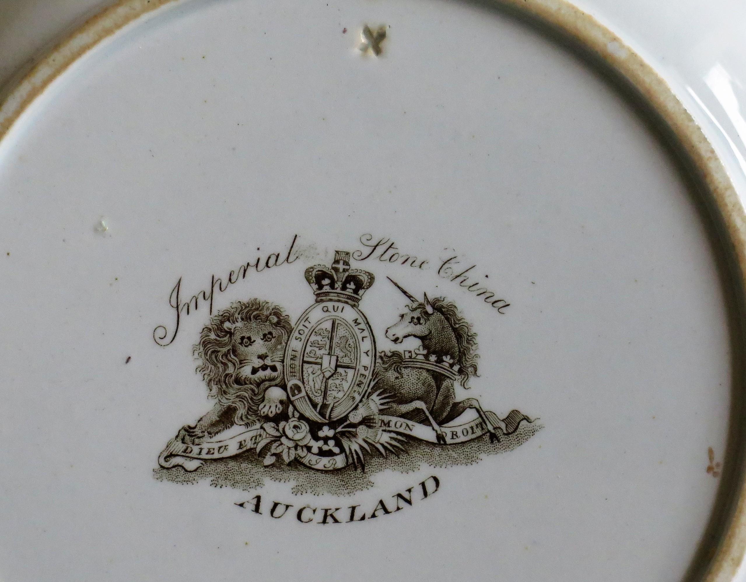 Früher John Ridgway-Suppenteller Aukland Chinoiserie-Muster, englisch, um 1835 im Angebot 10