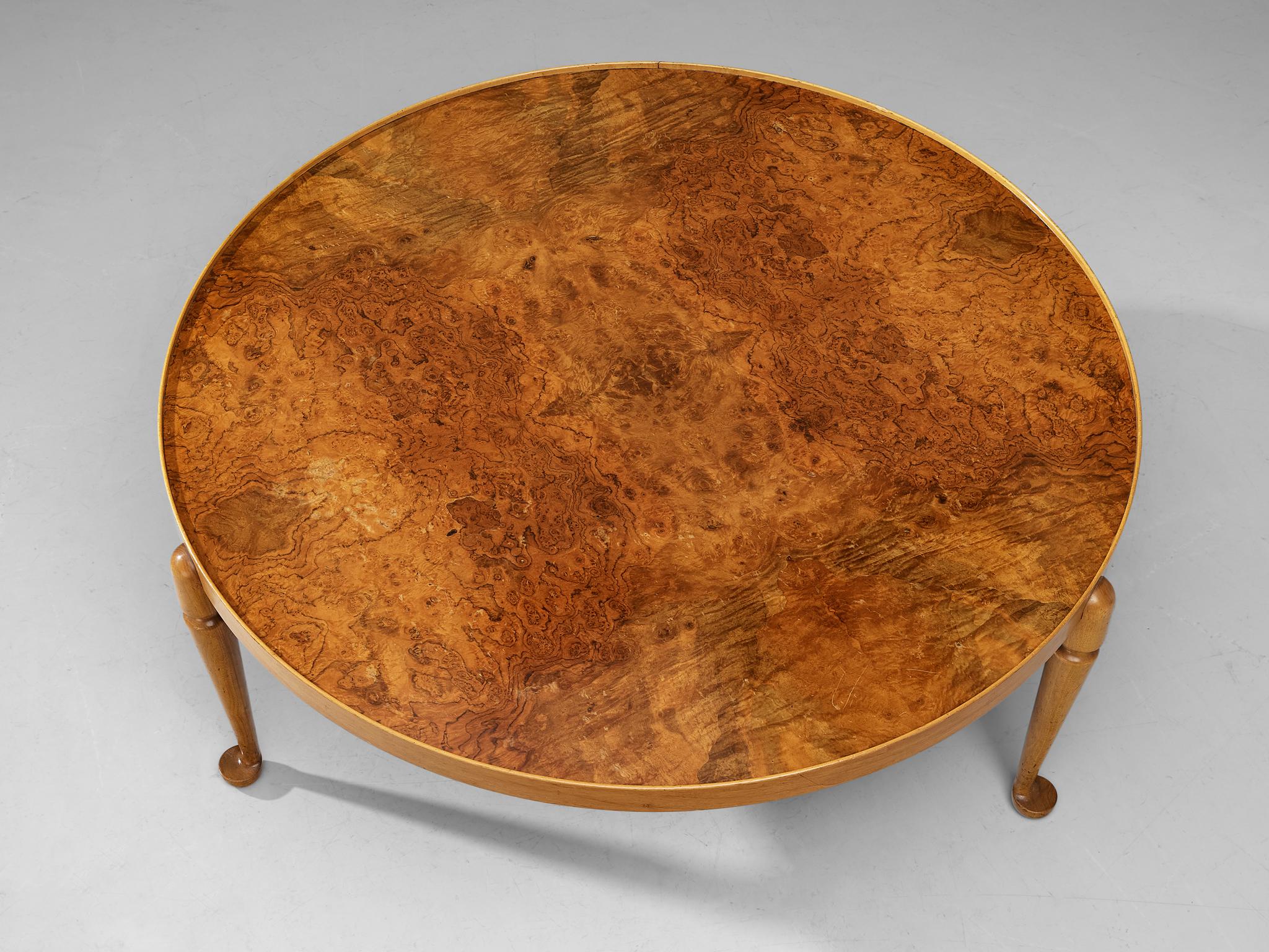 Scandinavian Modern Josef Frank for Svenskt Tenn 'Model 2139' Coffee Table in Walnut Burl