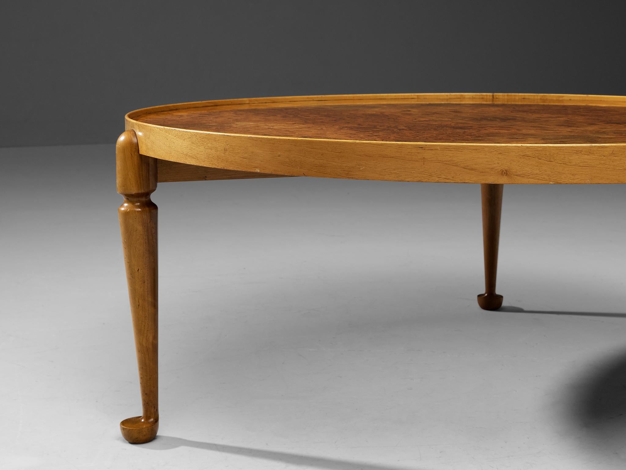 Swedish Josef Frank for Svenskt Tenn 'Model 2139' Coffee Table in Walnut Burl