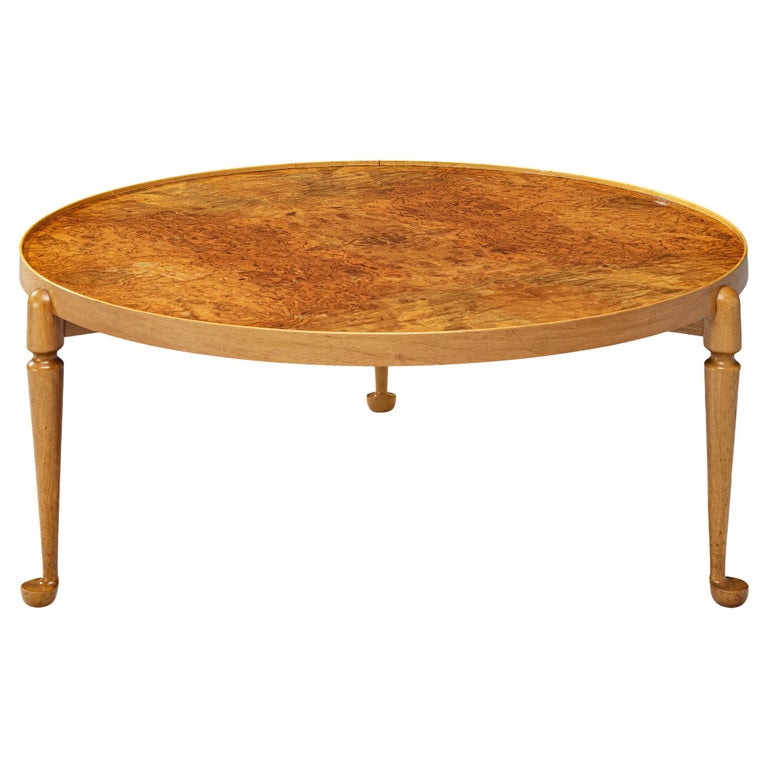 Early Josef Frank for Svenskt Tenn 'Model 2139' Coffee Table in Walnut Burl For Sale