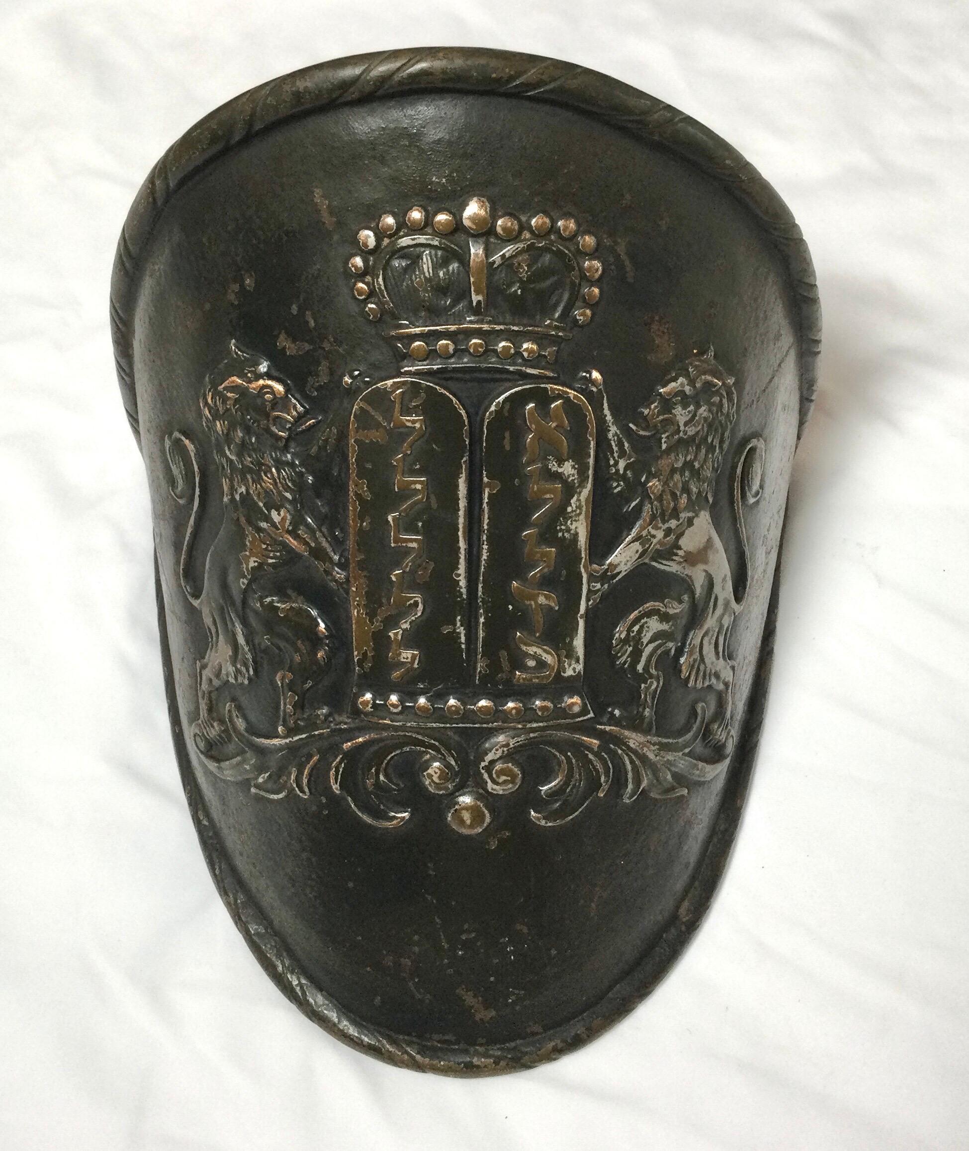 Early Judaica Wall Sconce Ten Commandments & Lions of Judea, with Torah Crow For Sale 3