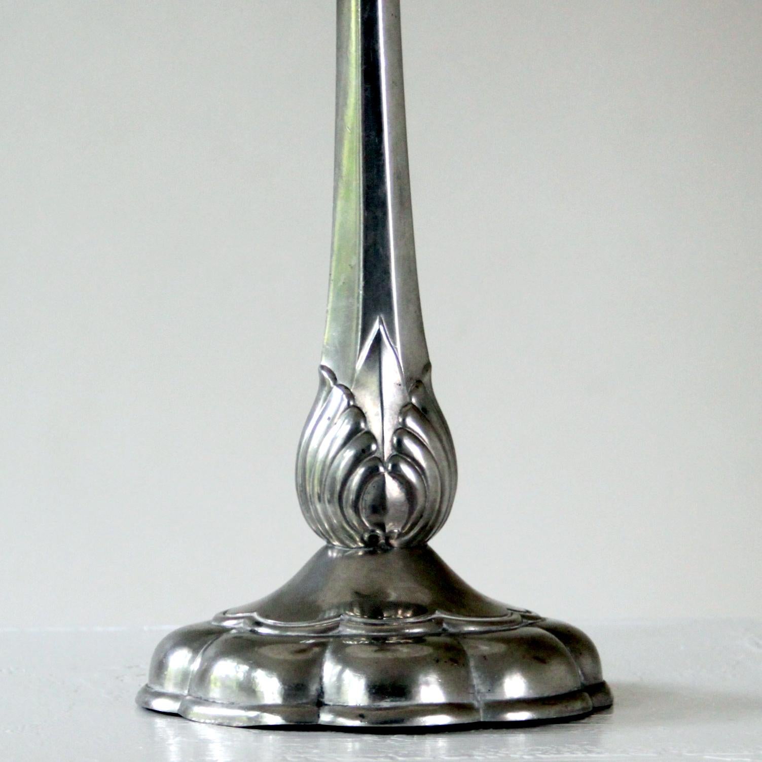 Art Deco Early Just Andersen Table Lamp, Polished Pewter, Denmark 1920s For Sale