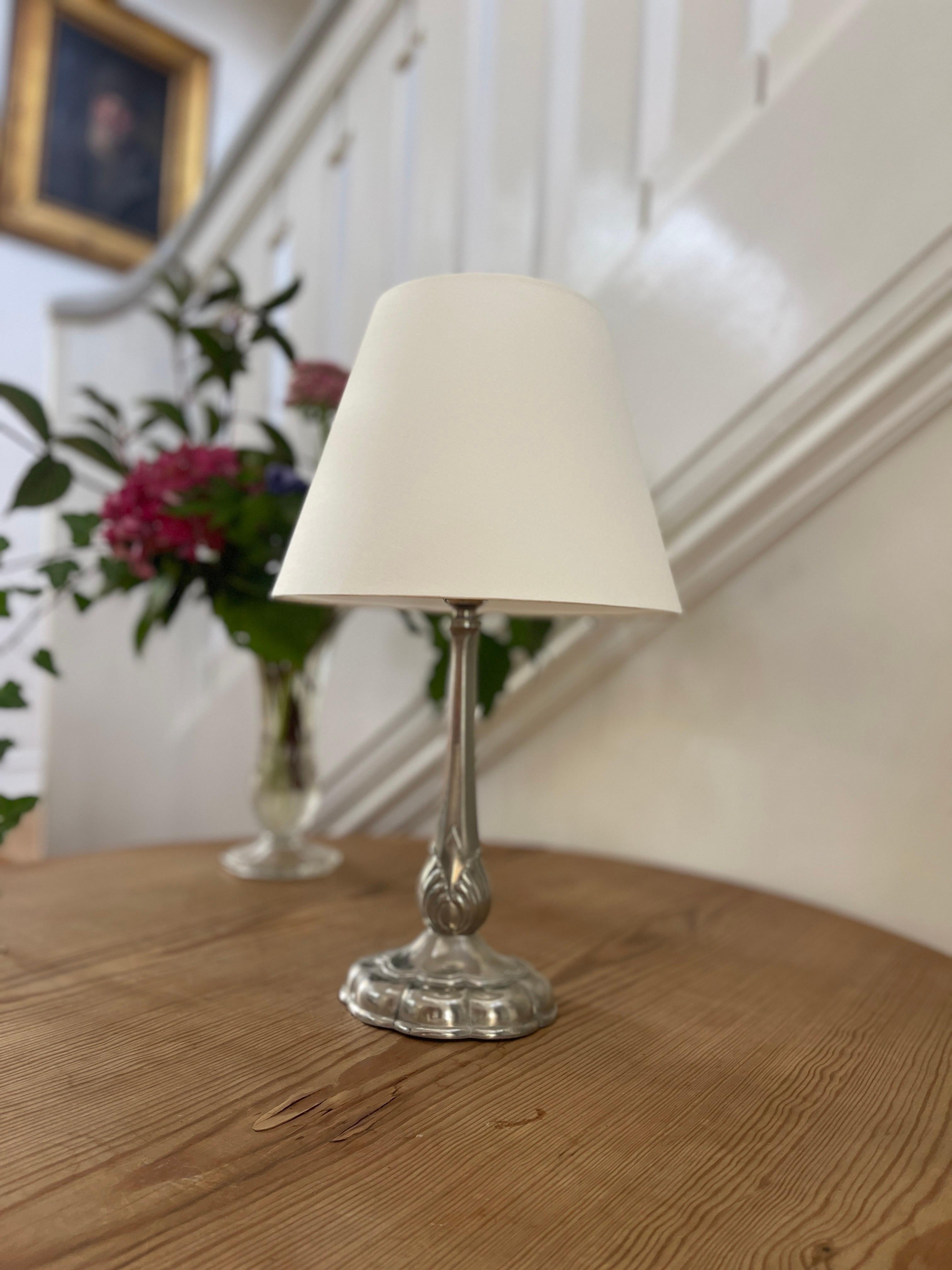 Early Just Andersen Table Lamp, Polished Pewter, Denmark 1920s For Sale 1
