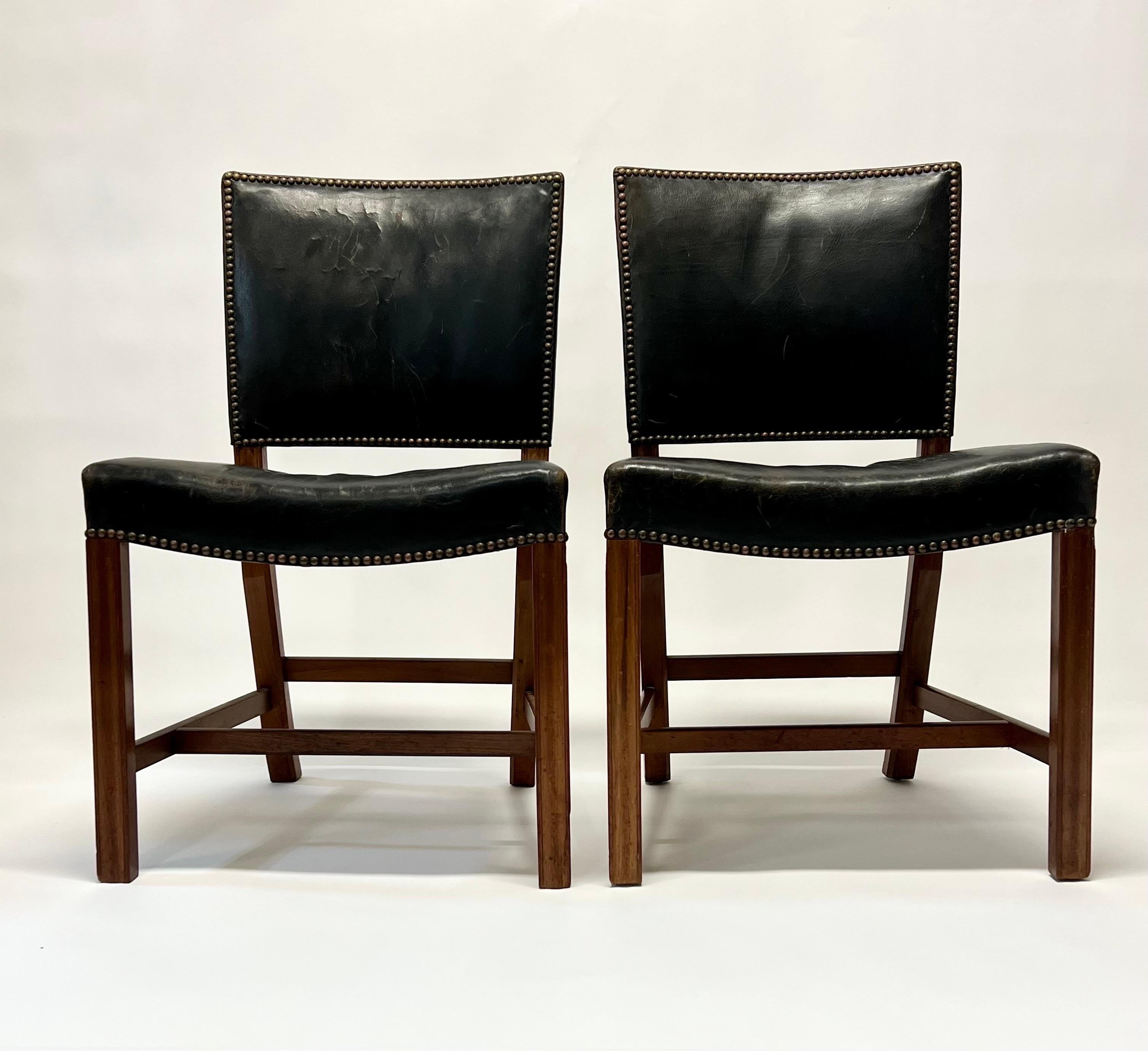 Frühe rote Stühle von Kaare Klint aus kubanischem Mahagoni, ca. 1930er Jahre (Moderne) im Angebot