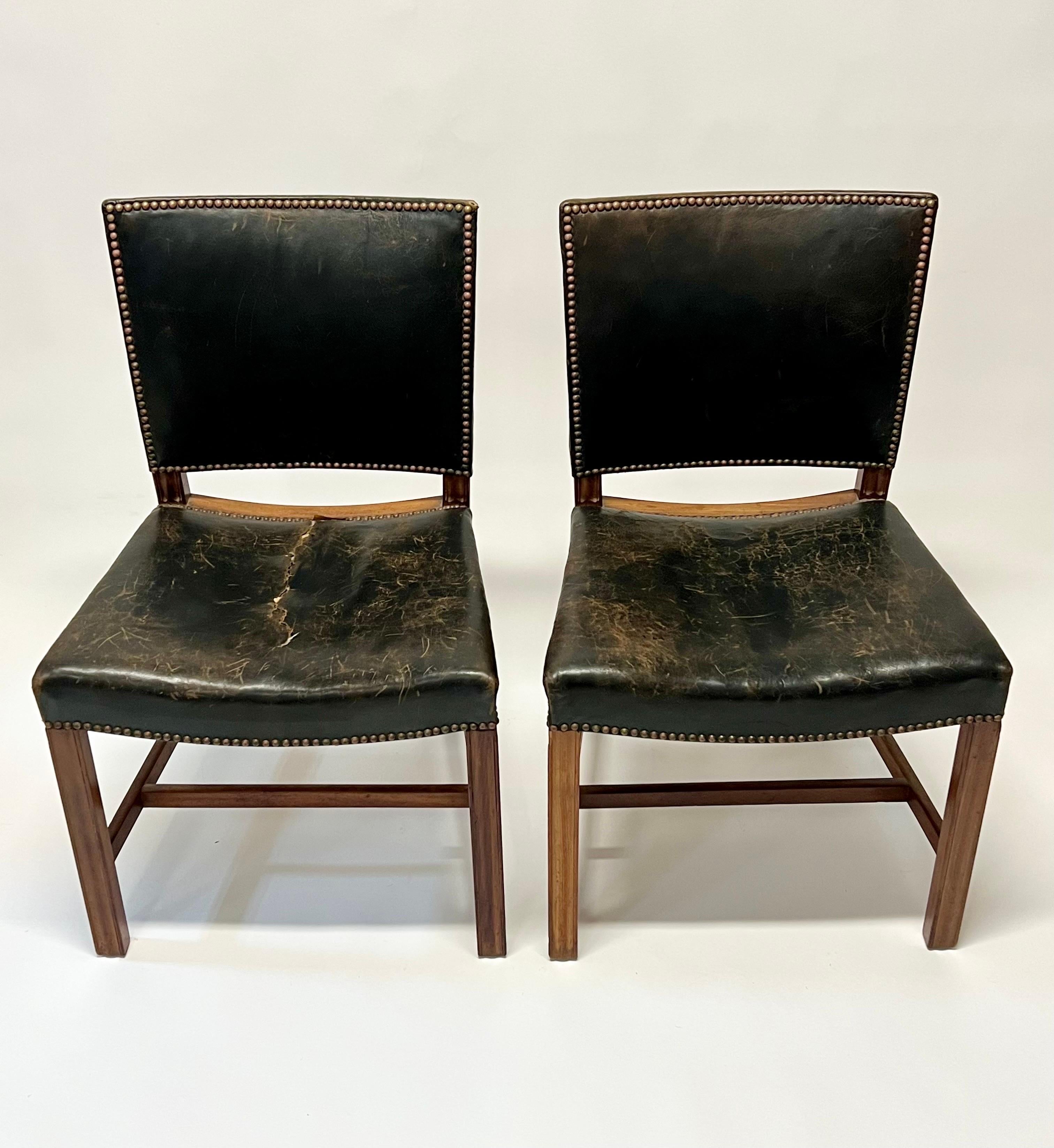 Modern Early Kaare Klint Red Chairs in Cuban Mahogany, circa 1930s For Sale