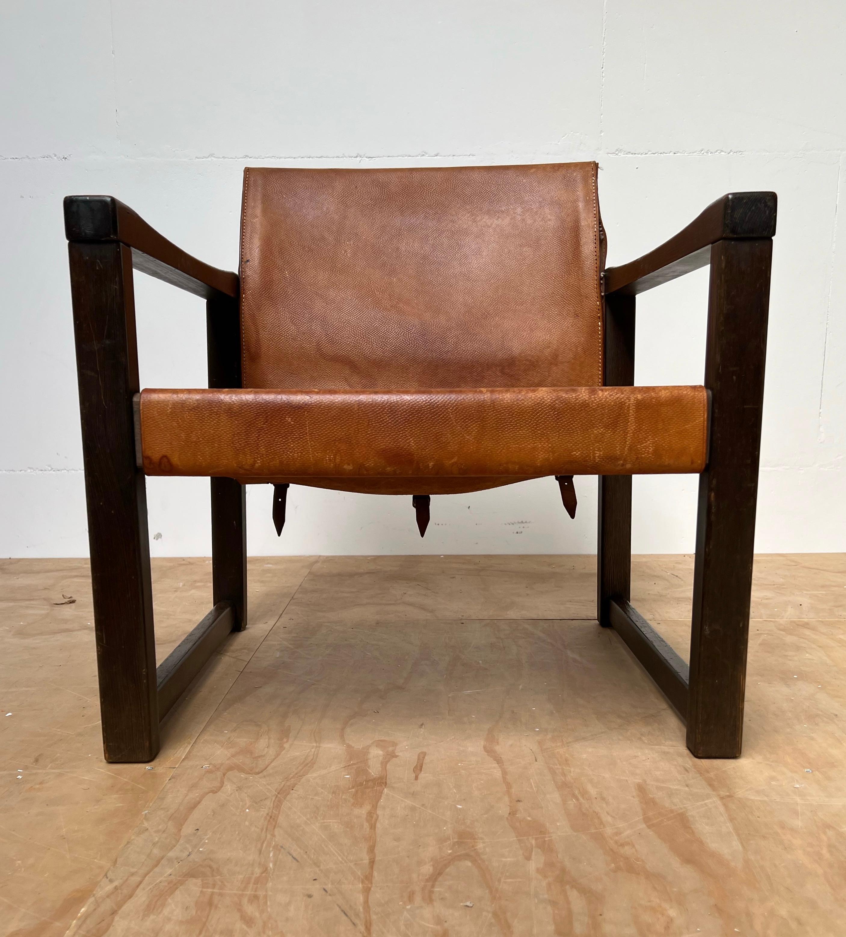 Early Karin Mobring Model Cognac Leather Safari Lounge Chair Vintage Ikea, 1970s For Sale 7