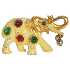 Early Kenneth Jay Lane Moghul Elephant Brooch