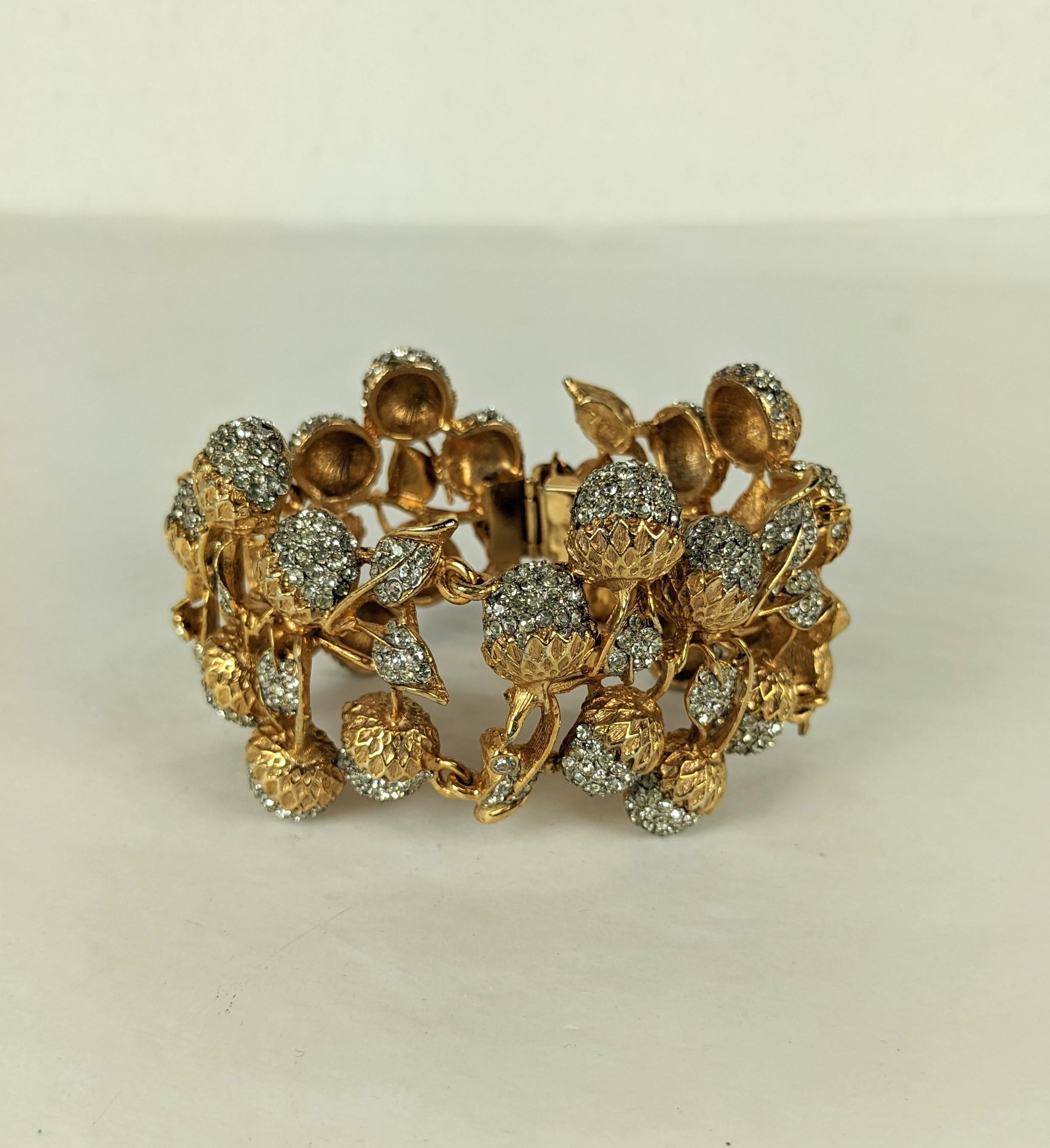 Early Kenneth Jay Lane Pave Acorn Cuff For Sale 1