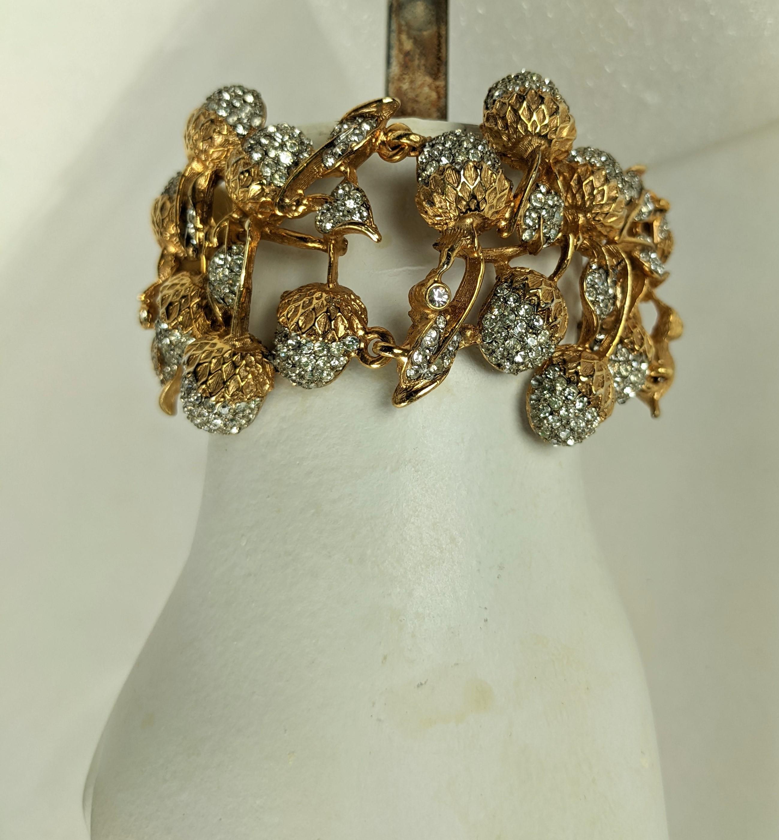 Early Kenneth Jay Lane Pave Acorn Cuff For Sale 4