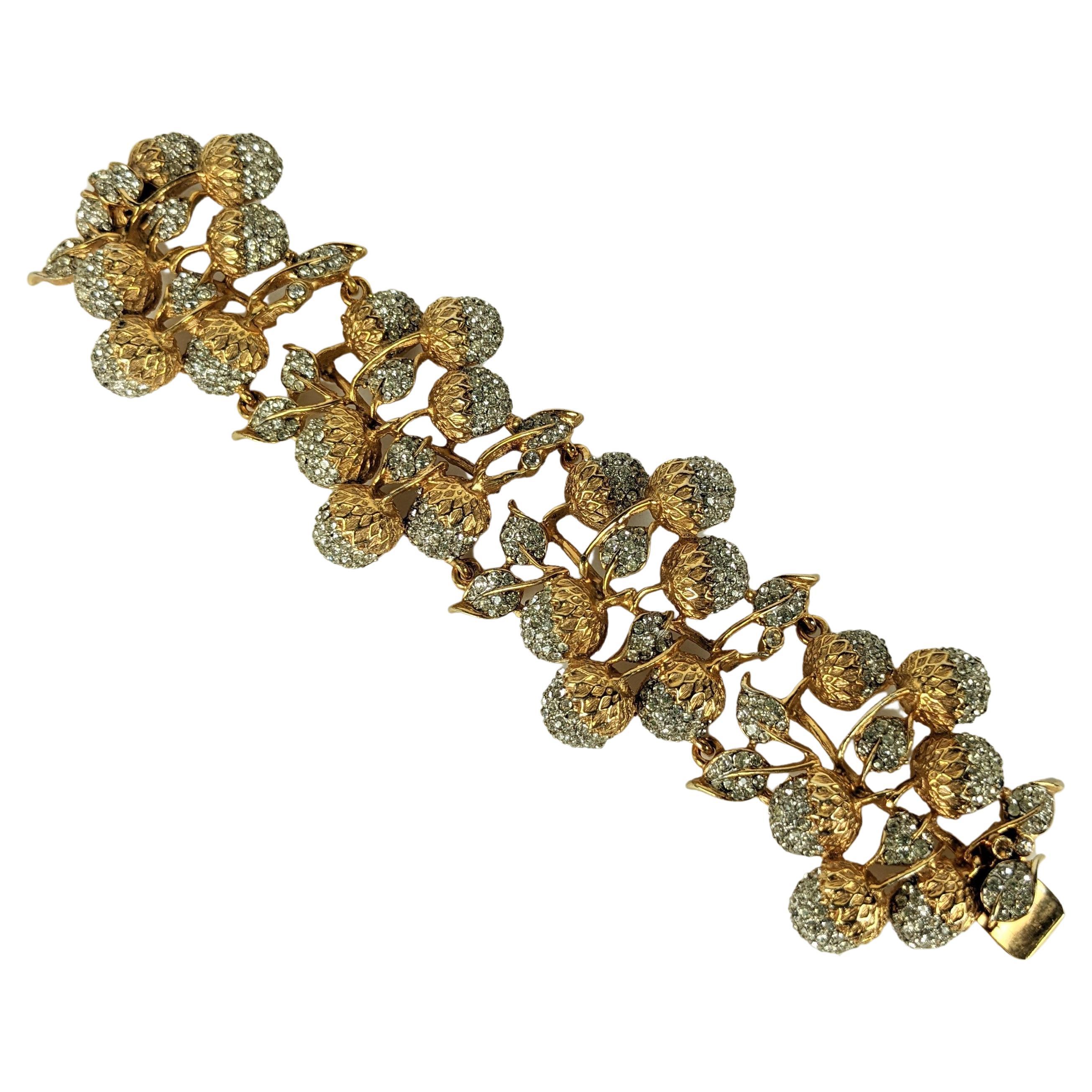 Early Kenneth Jay Lane Pave Acorn Cuff For Sale