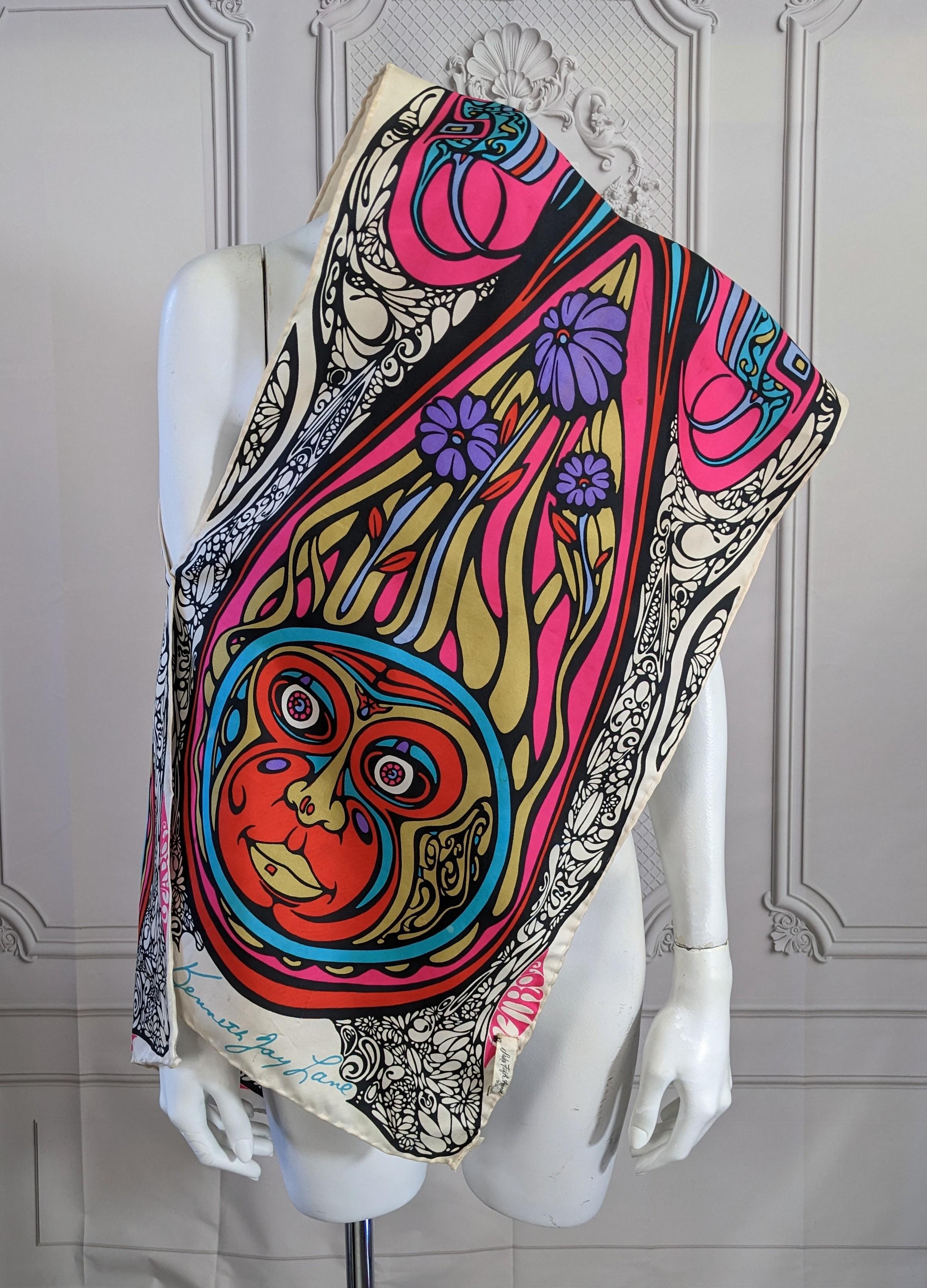 Early Kenneth Jay Lane Pop Art Scarf In Good Condition For Sale In New York, NY