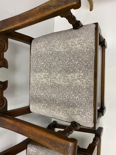 Early Kittinger Carved Oak Jacobean Style Bergere Chairs, Pair