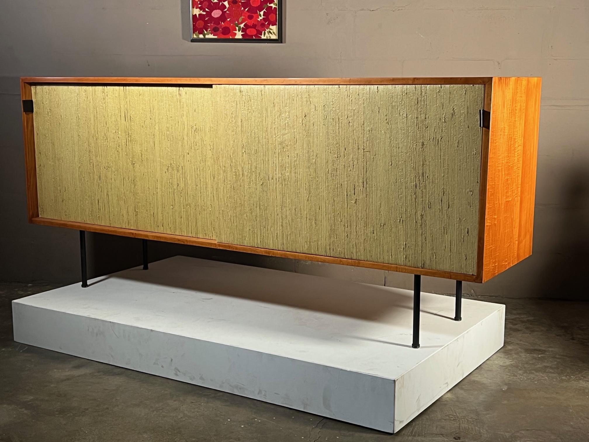 Mid-20th Century Early Knoll Credenza With Grasscloth Front