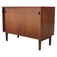 Early Knoll Modern Sliding Door Cabinet with Leather Pulls