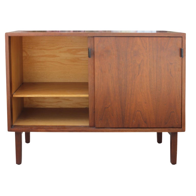 Early Knoll Modern Sliding Door Cabinet With Leather Pulls At 1stdibs