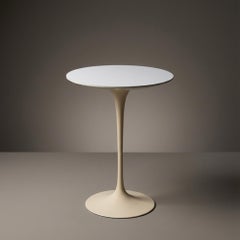 Early Knoll Saarinen Pedestal Tulip Side Table in White Laminate