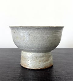 Early Korean White Ceramic Stem Bowl Joseon Dynasty