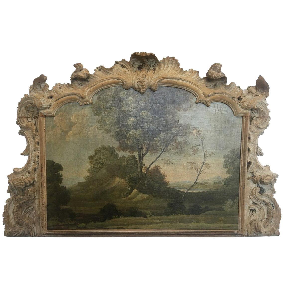 Early Landscape in Carved Boiserie Frame