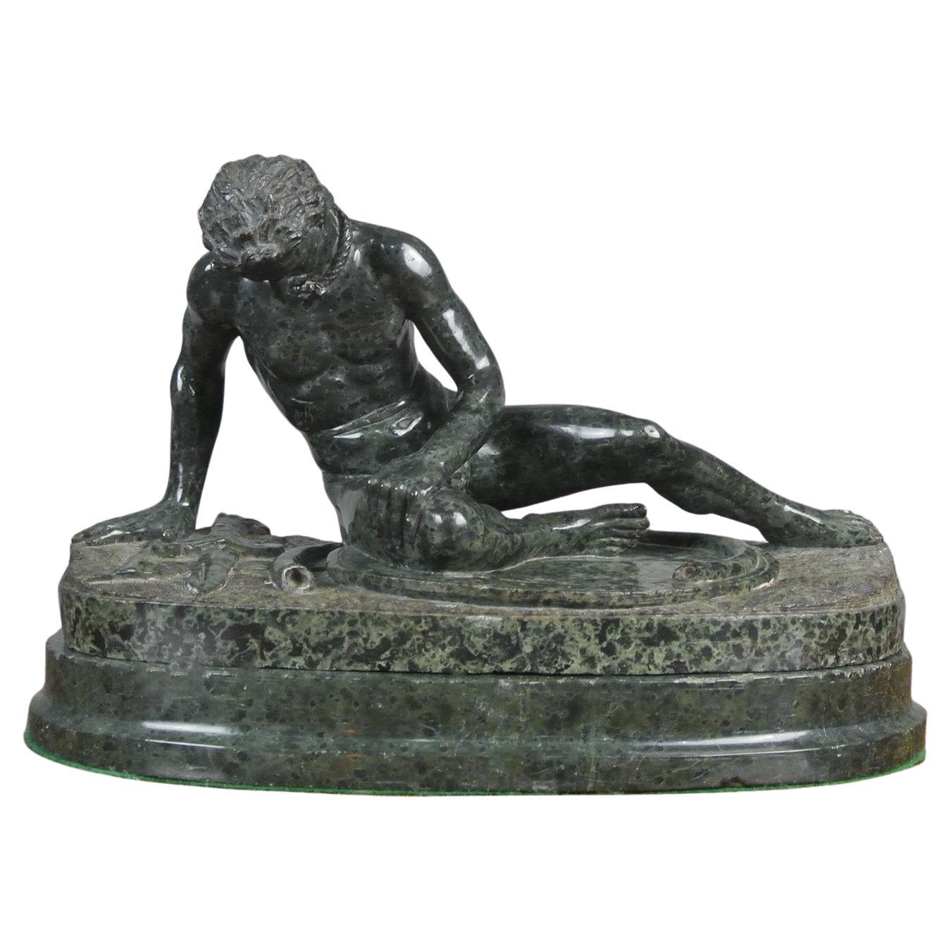 Early, Large and Fine Grand Tour Serpentine Sculpture of the Dying Gaul c. 1850 For Sale